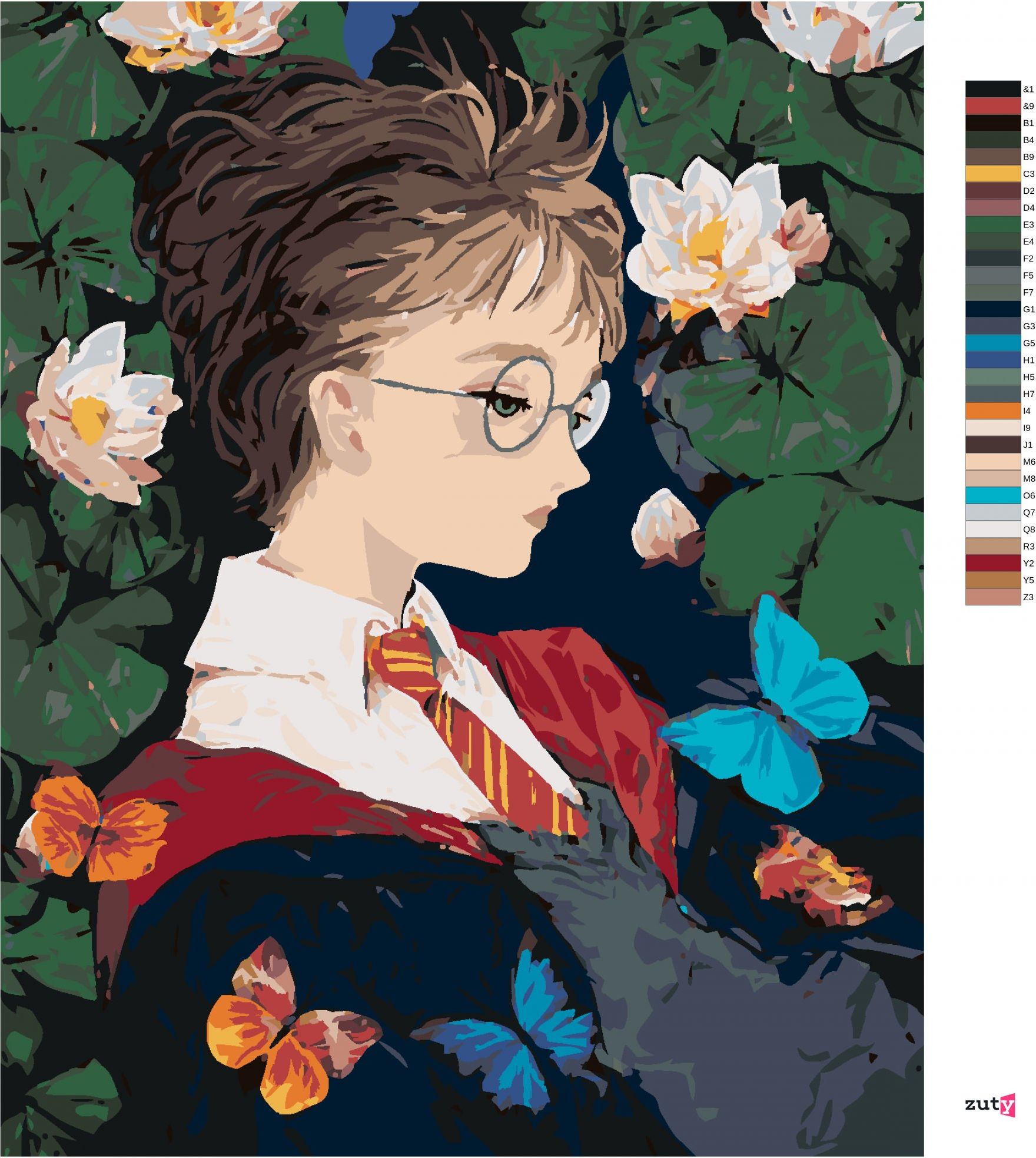 zuty Malování podle čísel - HARRY POTTER A MOTÝLI - Rozměr: 40x50 cm, Rámování: Varianta: vypnuté plátno na rám - obrázek 4