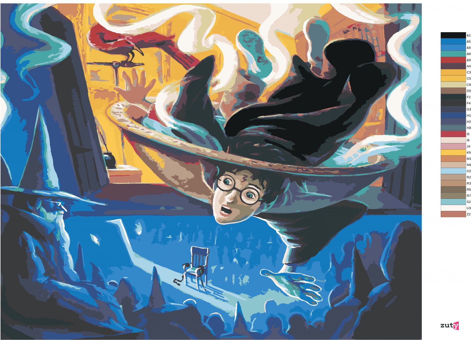 zuty Malování podle čísel - HARRY POTTER A BRUMBÁLOVA MYSLÁNKA - Rozměr: 40x50 cm, Rámování: Varianta: vypnuté plátno na rám - obrázek 9