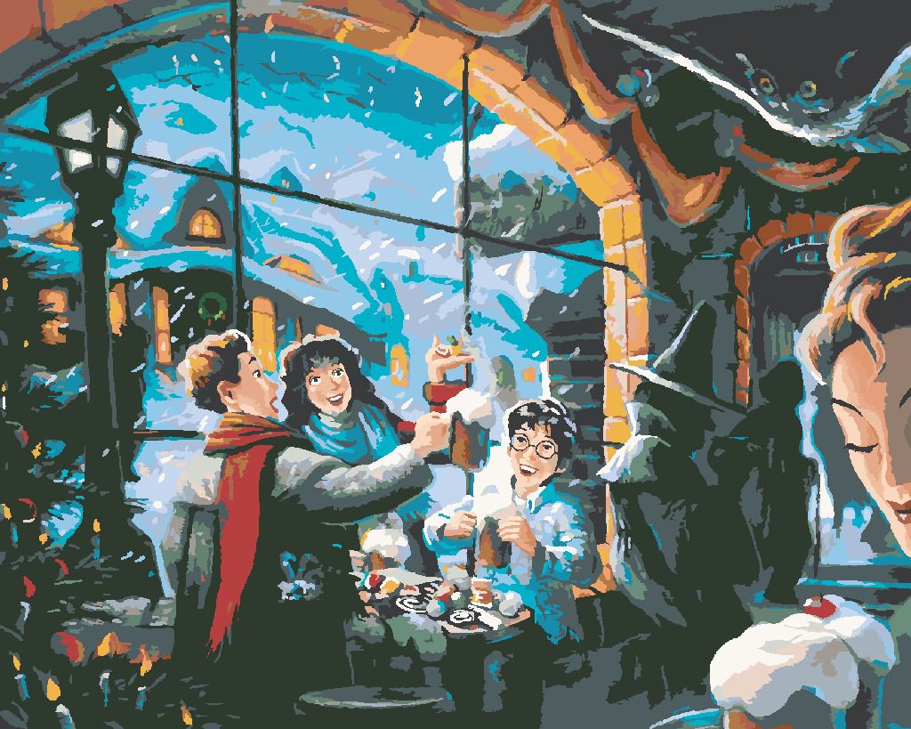 zuty Malování podle čísel - HARRY POTTER, HERMIONA A RON V HOSPODĚ U TŘÍ KOŠŤAT - Rozměr: 40x50 cm, Rámování: Varianta: vypnuté plátno na rám - obrázek 6