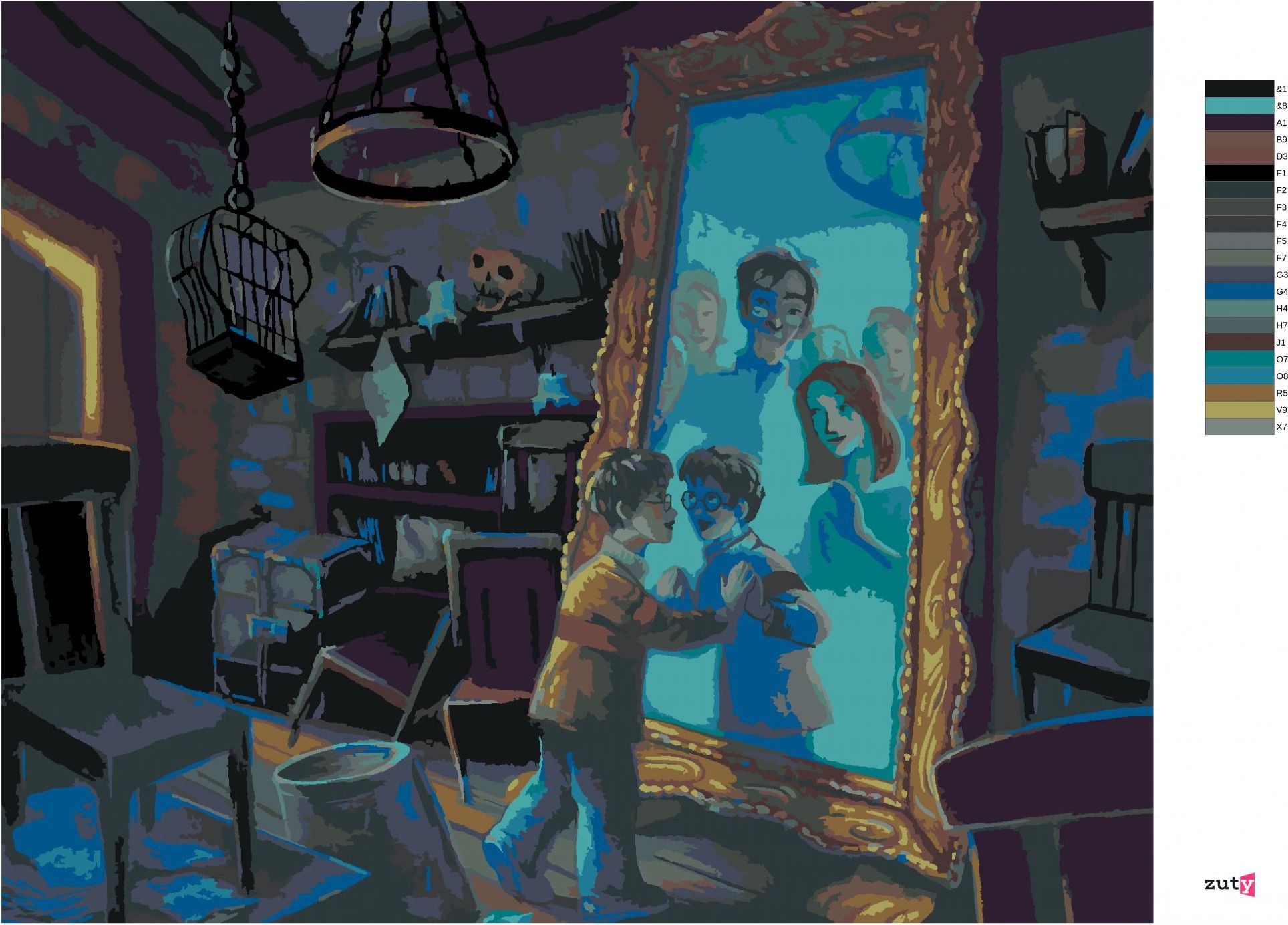 zuty Malování podle čísel - HARRY POTTER A ZRCADLO Z ERISEDU - Rozměr: 40x50 cm, Rámování: Varianta: bez rámu a bez vypnutí plátna - obrázek 9