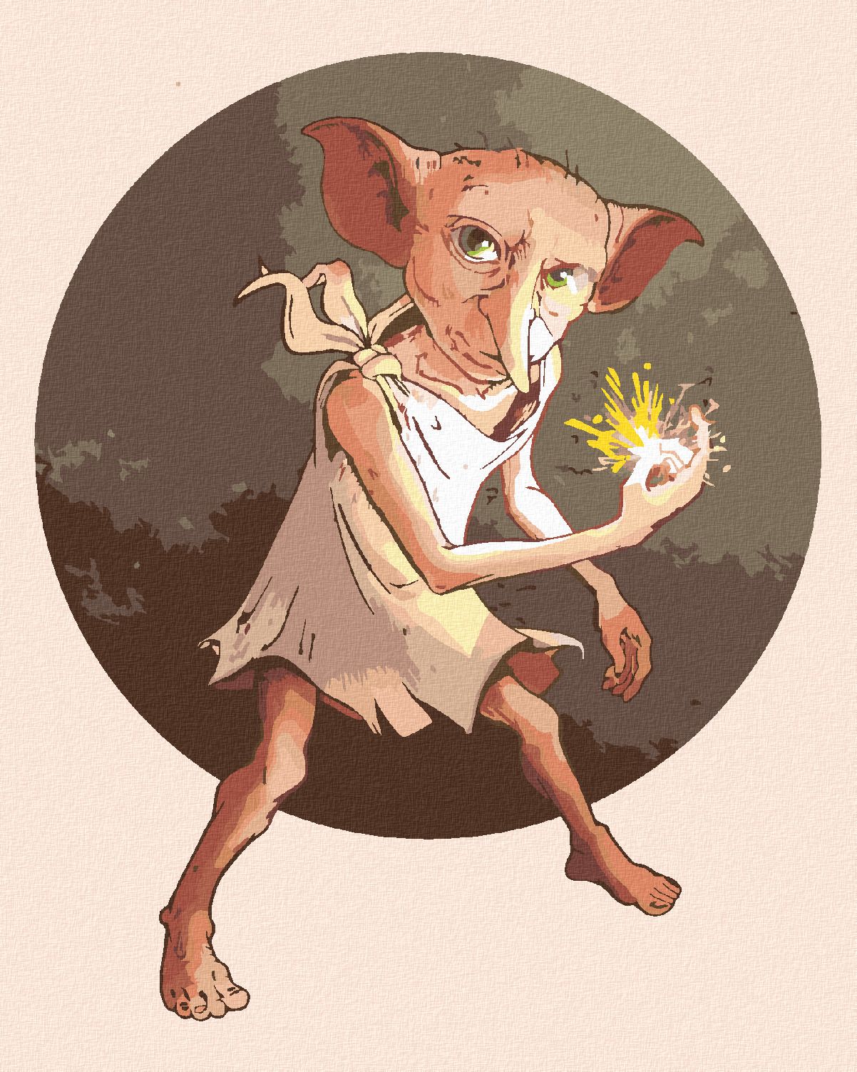 zuty Malování podle čísel - DOBBY (HARRY POTTER) - Rozměr: 40x50 cm, Rámování: Varianta: vypnuté plátno na rám - obrázek 1