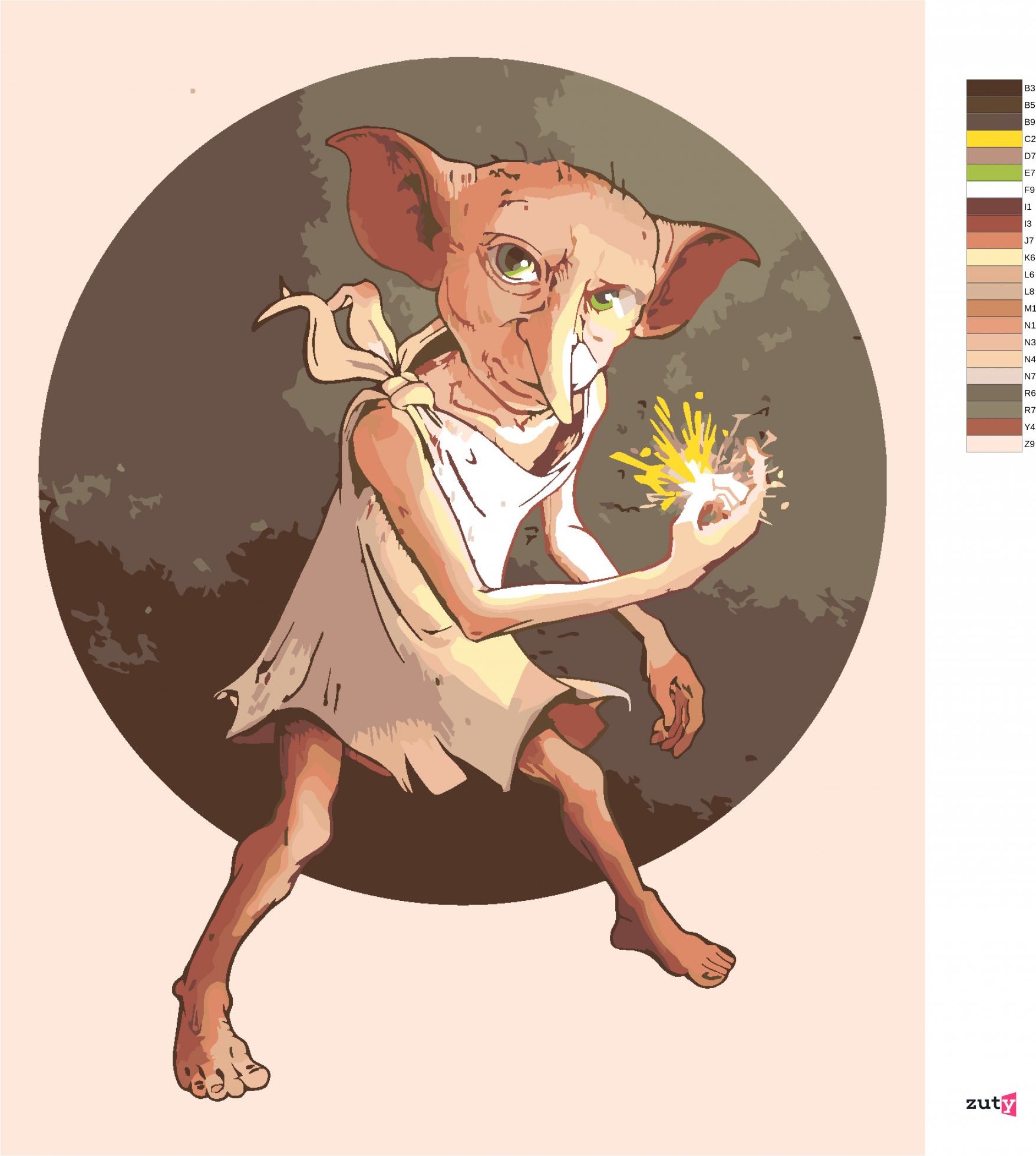 zuty Malování podle čísel - DOBBY (HARRY POTTER) - Rozměr: 40x50 cm, Rámování: Varianta: vypnuté plátno na rám - obrázek 6