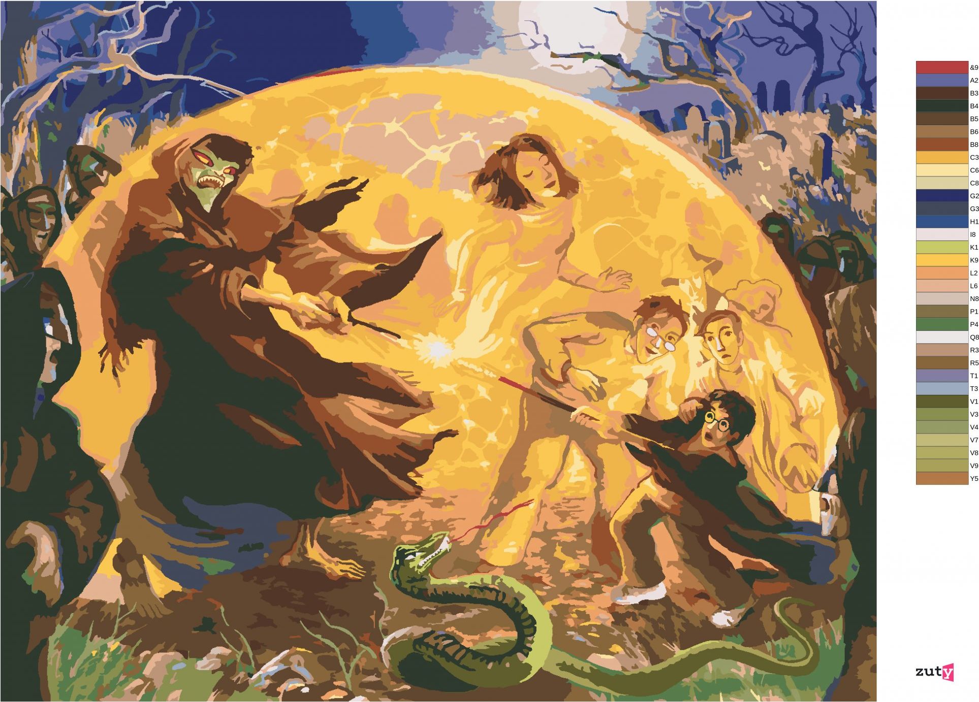 zuty Malování podle čísel - HARRY POTTER A LORD VOLDEMORT - SOUBOJ KOUZELNÍKŮ - Rozměr: 40x50 cm, Rámování: Varianta: vypnuté plátno na rám - obrázek 9