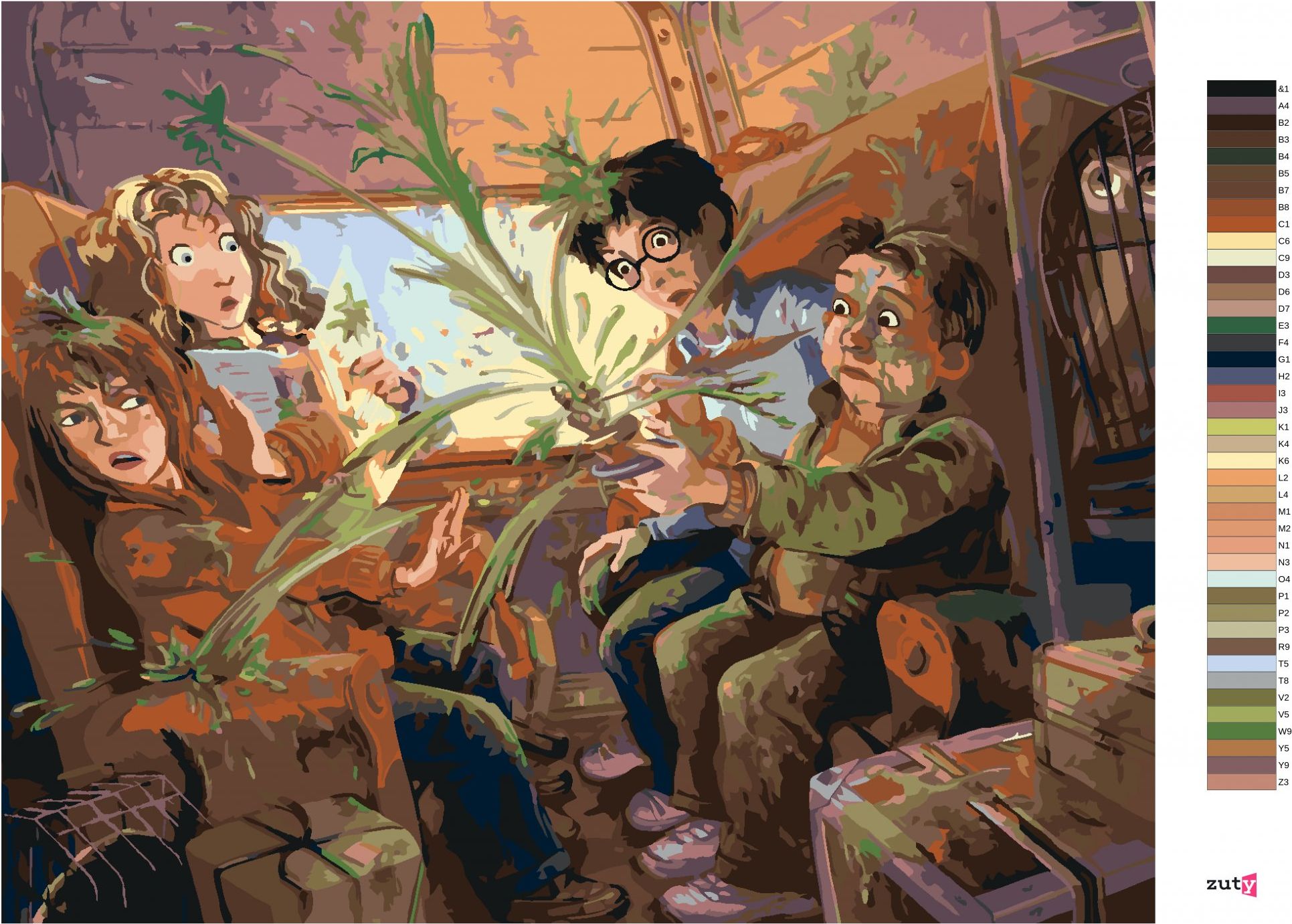 zuty Malování podle čísel - NEHODA V BRADAVICKÉM EXPRESU (HARRY POTTER) - Rozměr: 40x50 cm, Rámování: Varianta: vypnuté plátno na rám - obrázek 4
