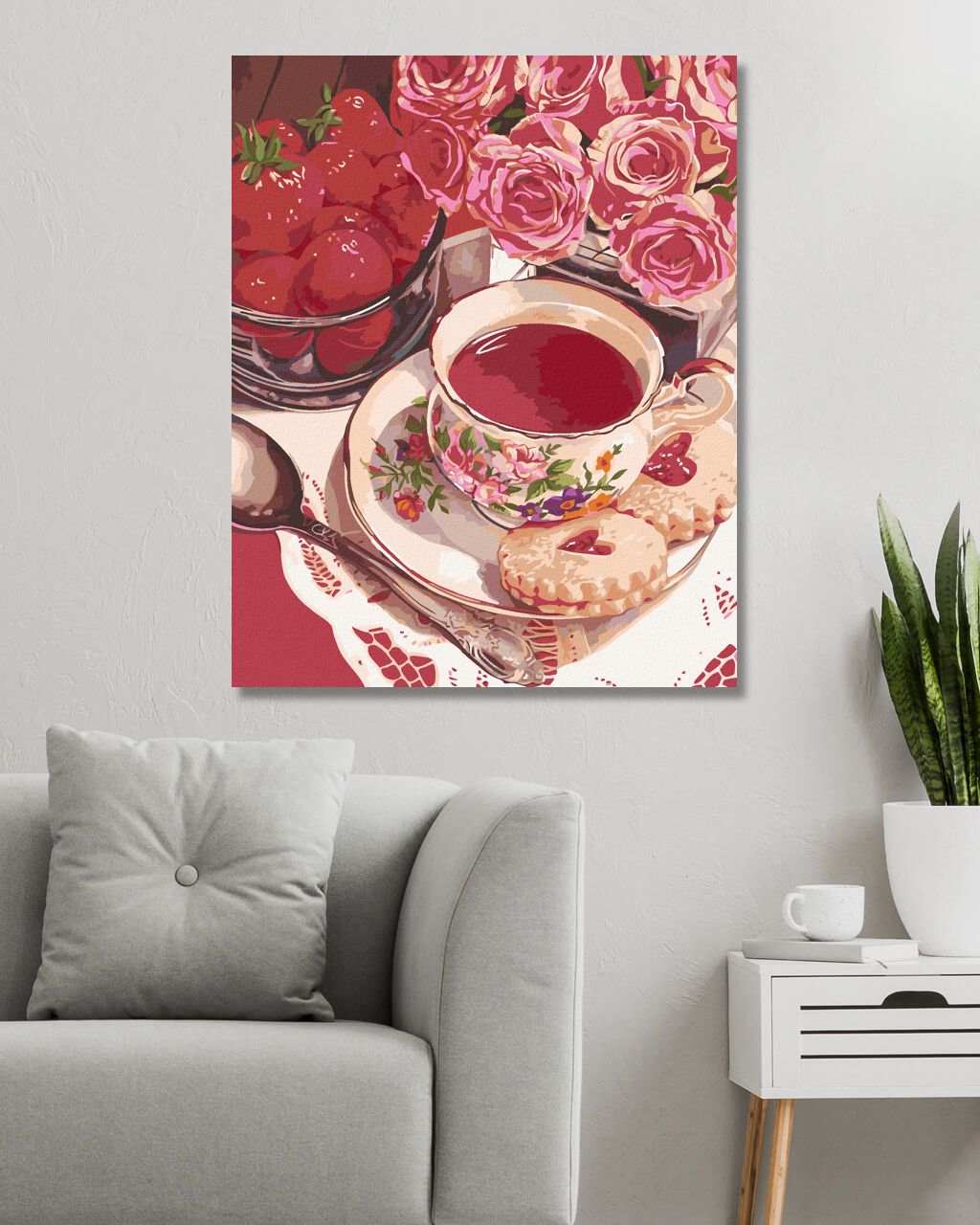 zuty Malování podle čísel - ČAJ S JAHODAMI A RŮŽEMI (MARDELL SCHUSTER) - Rozměr: 40x50 cm, Rámování: Varianta: bez rámu a bez vypnutí plátna - obrázek 4