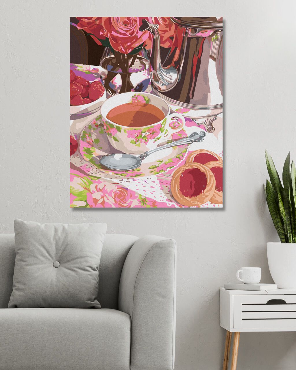 zuty Malování podle čísel - ČAJ S MALINAMI A JAHODOVÝMI SUŠENKAMI (MARDELL SCHUSTER) - Rozměr: 40x50 cm, Rámování: Varianta: bez rámu a bez vypnutí plátna - obrázek 9
