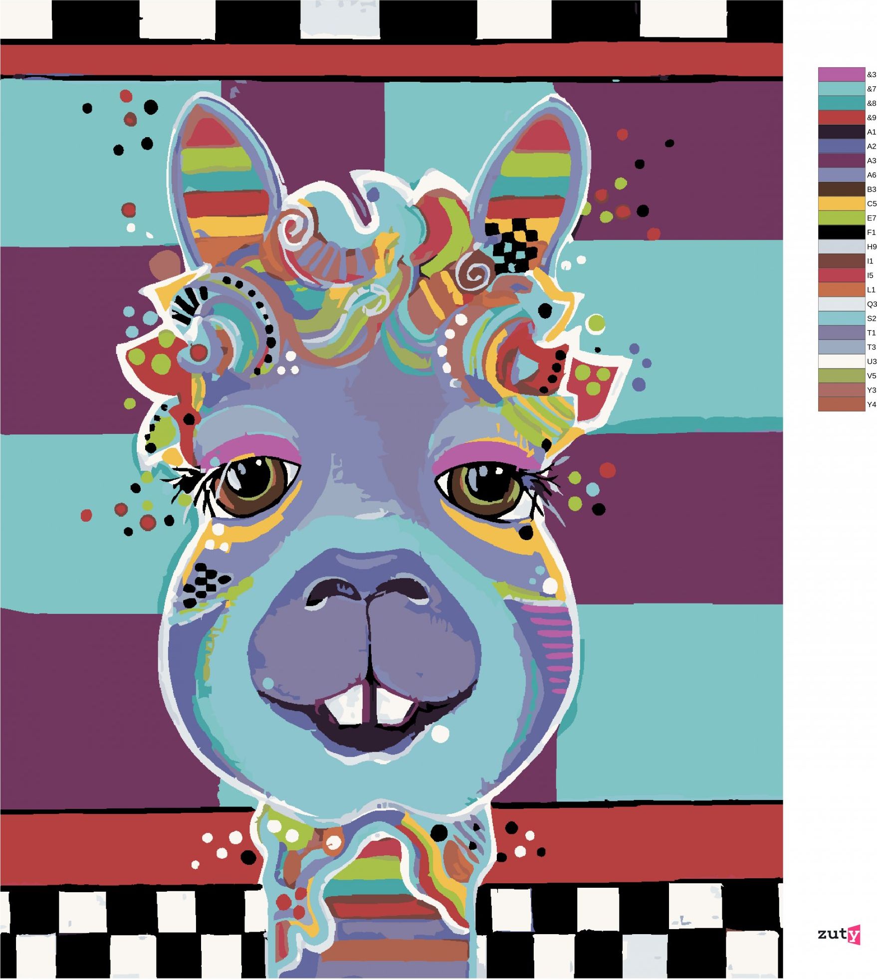 zuty Malování podle čísel - LAMA (JONNA JAMES) - Rozměr: 40x50 cm, Rámování: Varianta: bez rámu a bez vypnutí plátna - obrázek 2