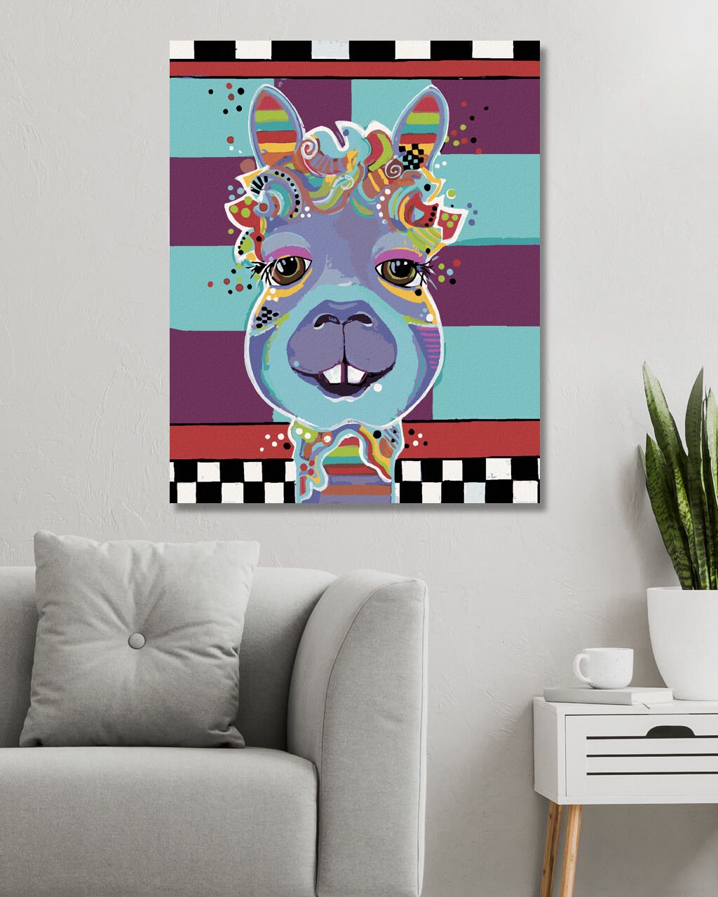 zuty Malování podle čísel - LAMA (JONNA JAMES) - Rozměr: 40x50 cm, Rámování: Varianta: bez rámu a bez vypnutí plátna - obrázek 4