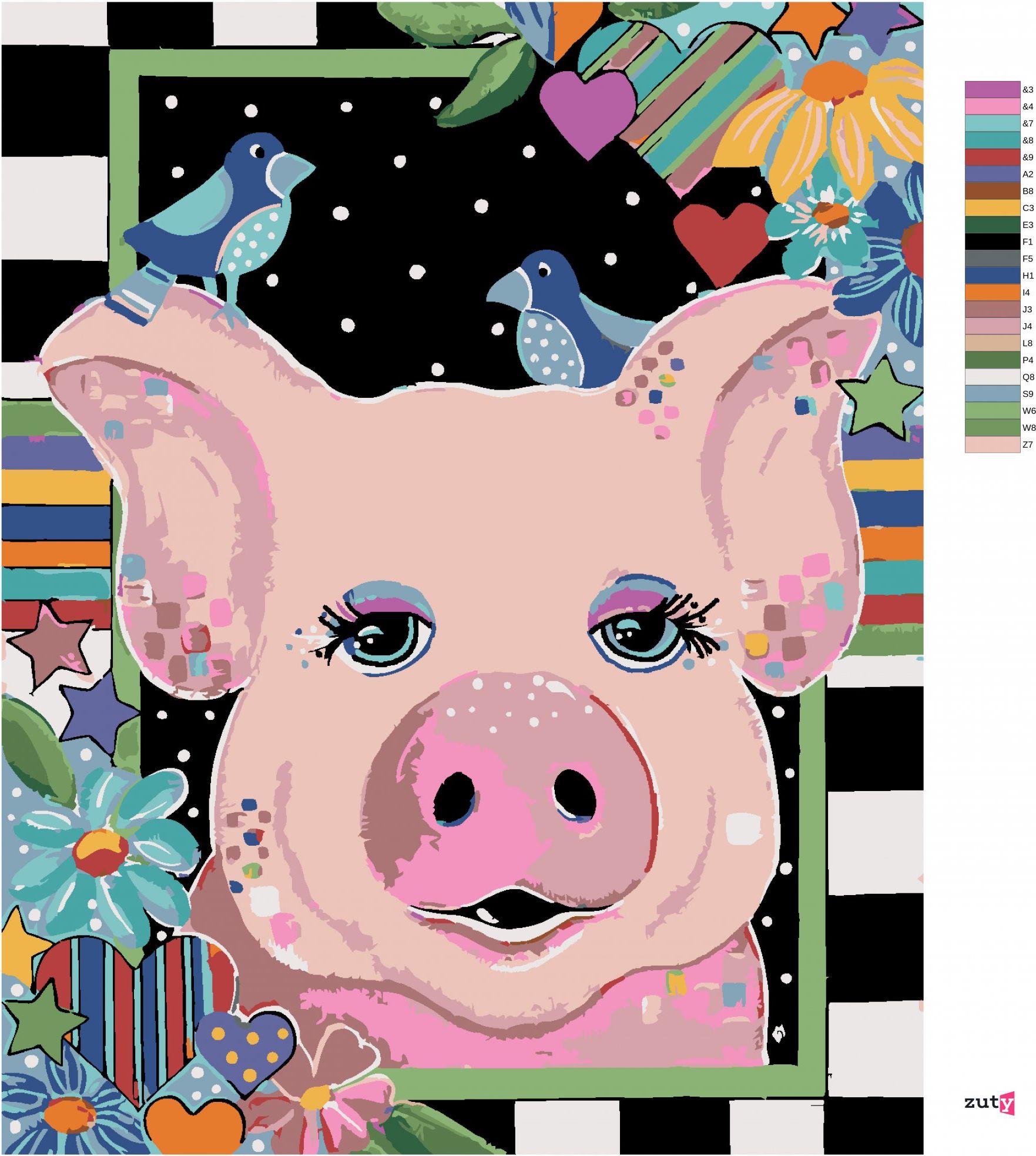 zuty Malování podle čísel - PRASÁTKO (JONNA JAMES) - Rozměr: 40x50 cm, Rámování: Varianta: vypnuté plátno na rám - obrázek 2