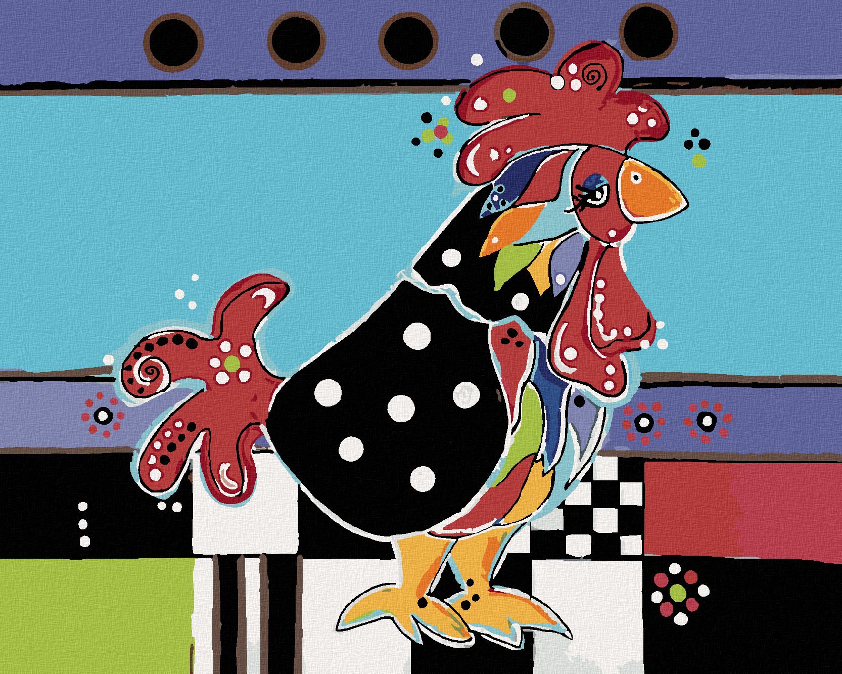 zuty Malování podle čísel - KOHOUT (JONNA JAMES) - Rozměr: 40x50 cm, Rámování: Varianta: vypnuté plátno na rám - obrázek 1