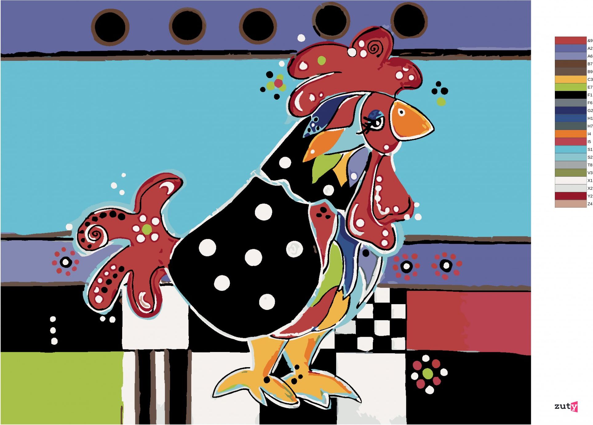 zuty Malování podle čísel - KOHOUT (JONNA JAMES) - Rozměr: 40x50 cm, Rámování: Varianta: vypnuté plátno na rám - obrázek 9