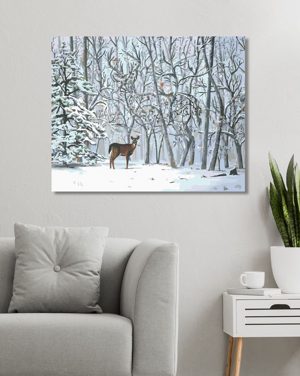 zuty Malování podle čísel - SRNA A ZASNĚŽENÉ STROMY (D. RUSTY RUST) - Rozměr: 40x50 cm, Rámování: Varianta: bez rámu a bez vypnutí plátna - obrázek 3