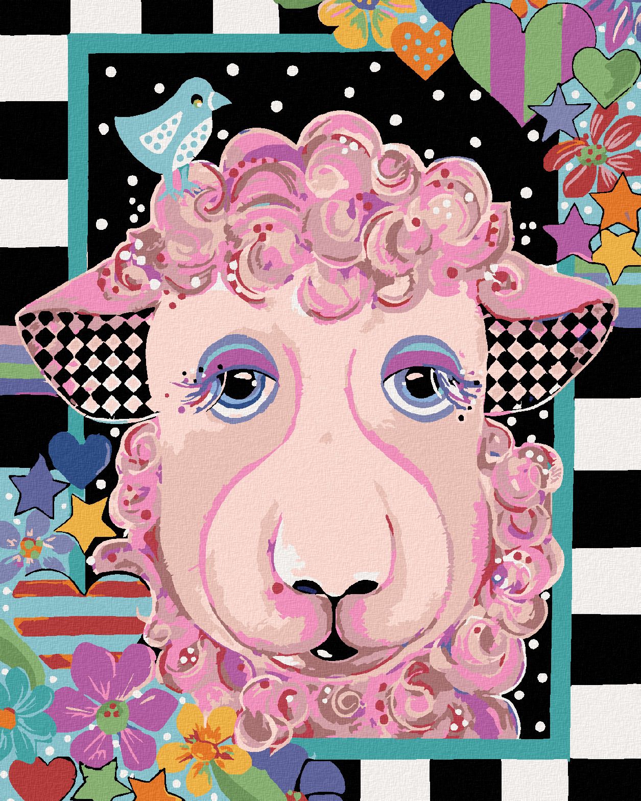 zuty Malování podle čísel - OVEČKA (JONNA JAMES) - Rozměr: 40x50 cm, Rámování: Varianta: bez rámu a bez vypnutí plátna - obrázek 1