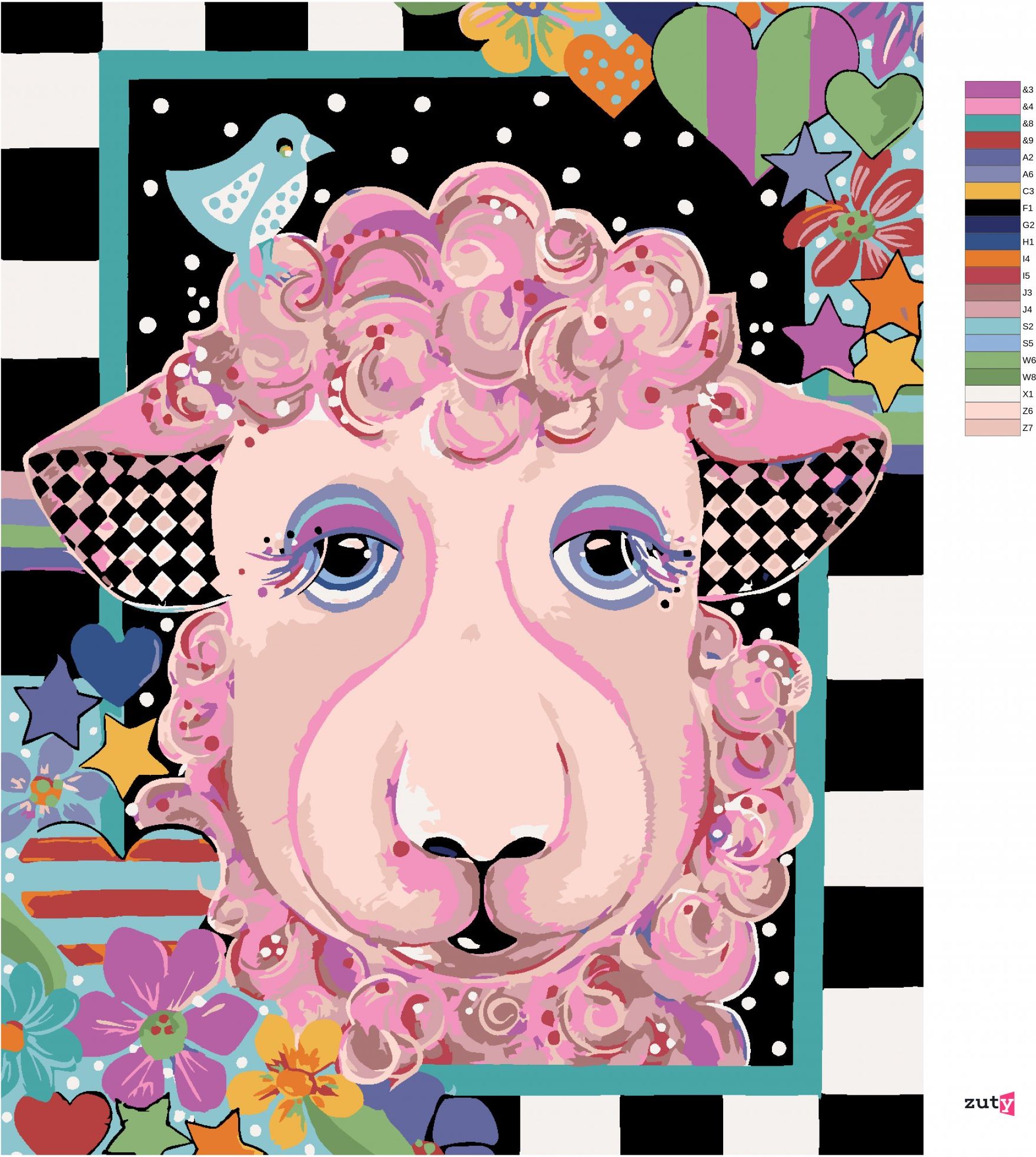 zuty Malování podle čísel - OVEČKA (JONNA JAMES) - Rozměr: 40x50 cm, Rámování: Varianta: bez rámu a bez vypnutí plátna - obrázek 6