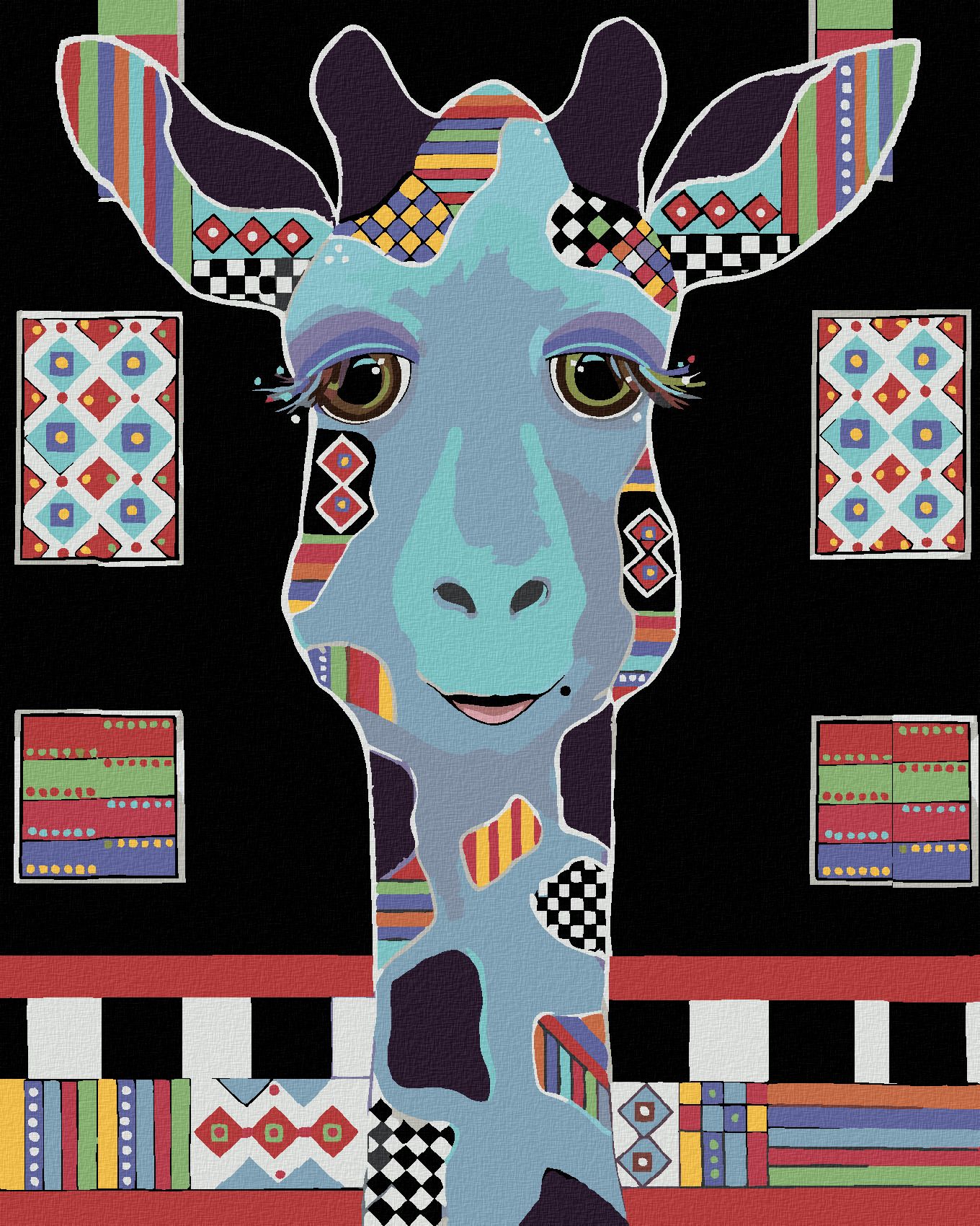 zuty Malování podle čísel - ŽIRAFA NA ČERNÉM POZADÍ (JONNA JAMES) - Rozměr: 40x50 cm, Rámování: Varianta: vypnuté plátno na rám - obrázek 1