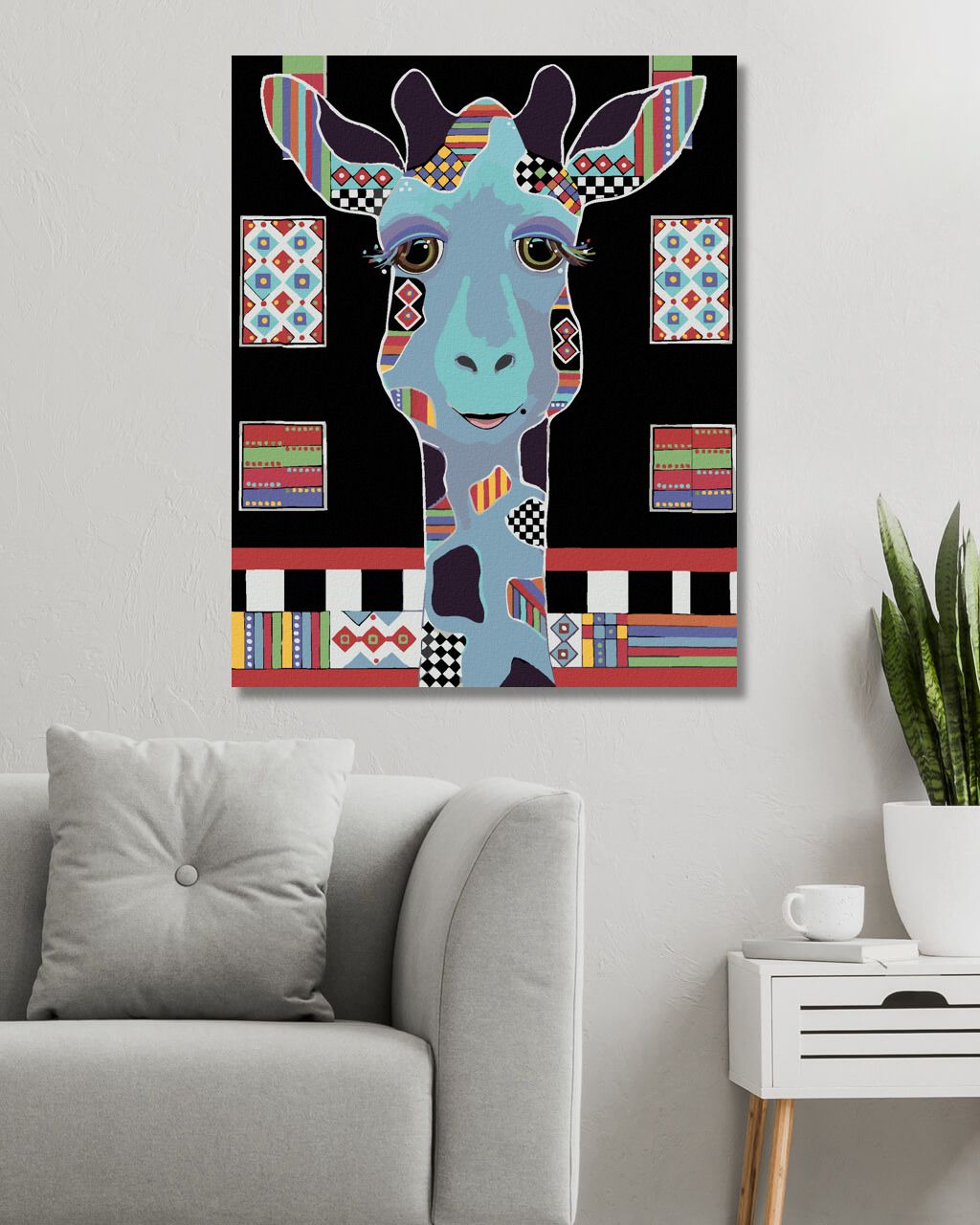 zuty Malování podle čísel - ŽIRAFA NA ČERNÉM POZADÍ (JONNA JAMES) - Rozměr: 40x50 cm, Rámování: Varianta: vypnuté plátno na rám - obrázek 6
