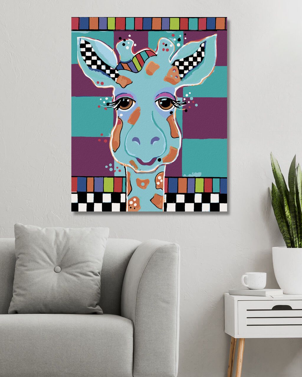 zuty Malování podle čísel - ŽIRAFA NA BAREVNÉM POZADÍ (JONNA JAMES) - Rozměr: 40x50 cm, Rámování: Varianta: vypnuté plátno na rám - obrázek 5