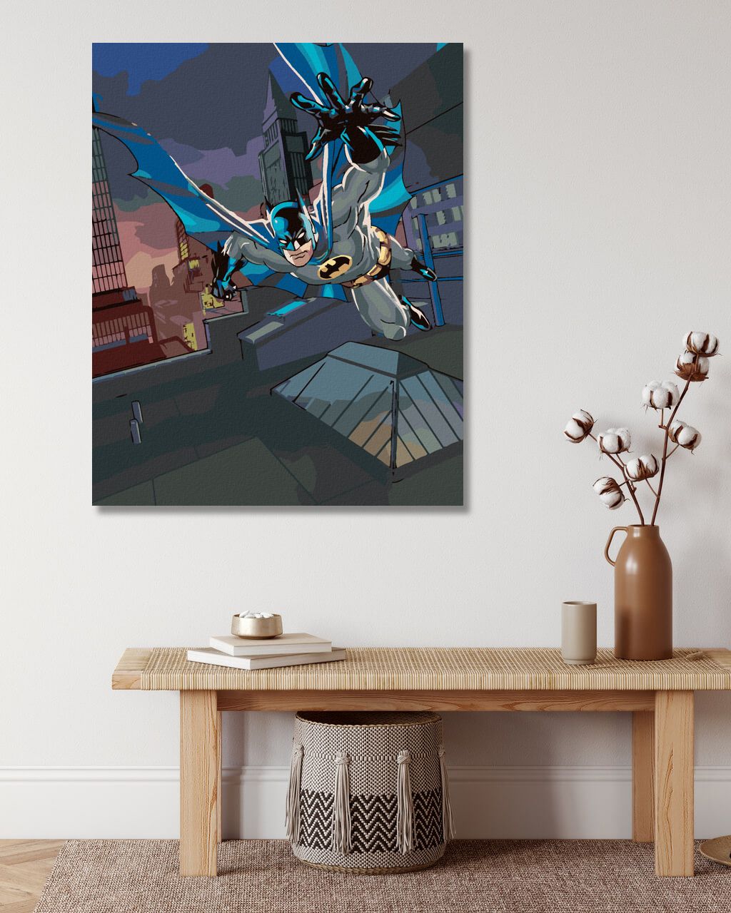 zuty Malování podle čísel - BATMAN NA STŘEŠE BUDOVY - Rozměr: 40x50 cm, Rámování: Varianta: bez rámu a bez vypnutí plátna - obrázek 9