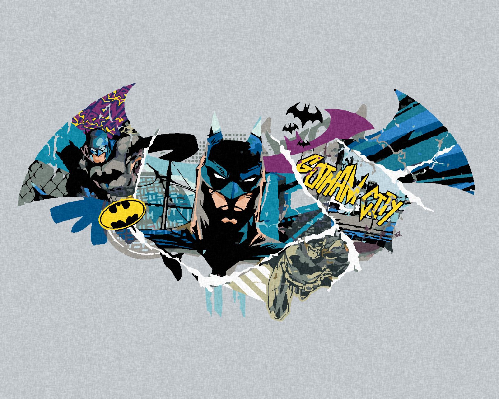 zuty Malování podle čísel - BATMAN A LOGO - Rozměr: 40x50 cm, Rámování: Varianta: vypnuté plátno na rám - obrázek 1