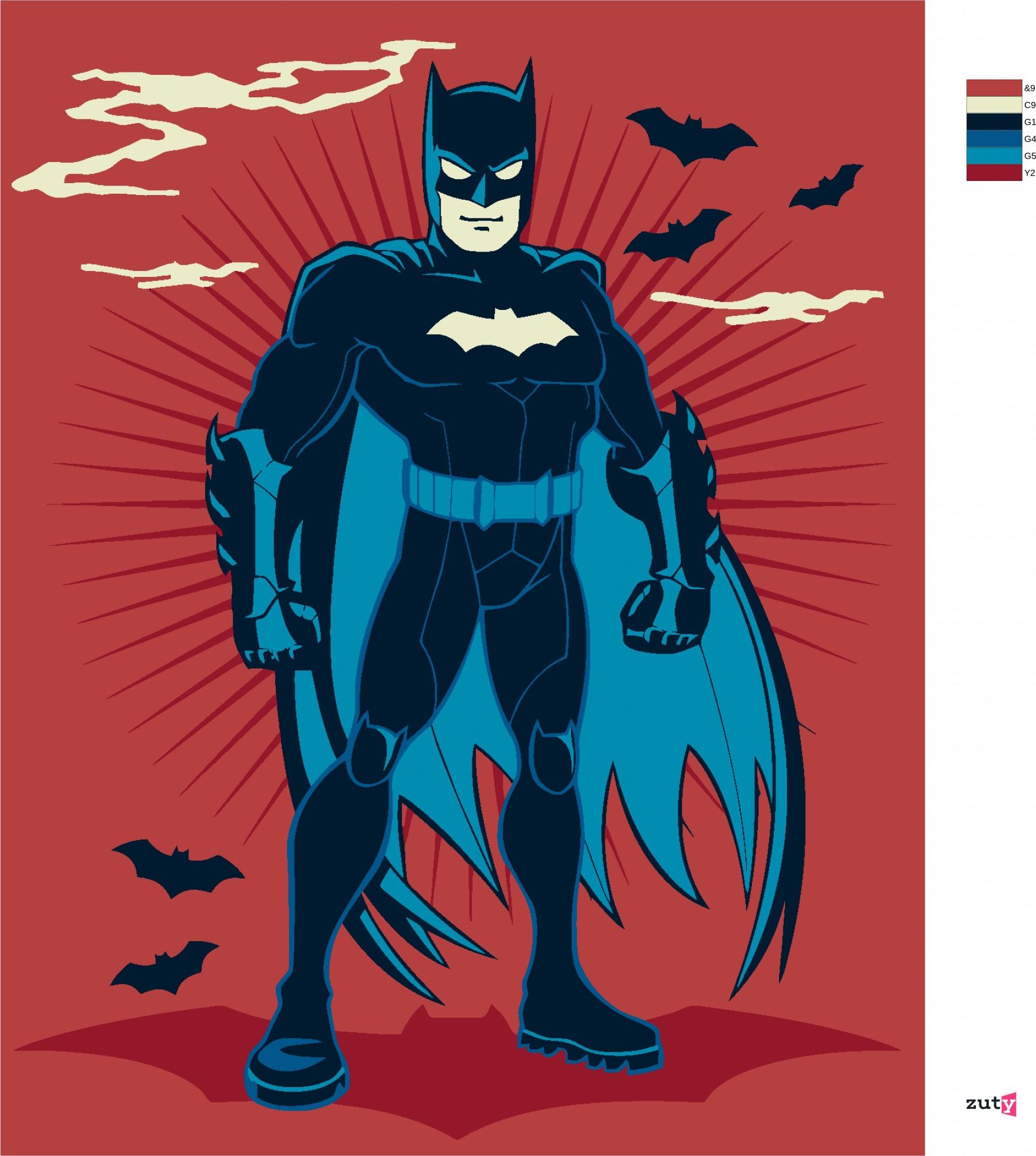 zuty Malování podle čísel - KRESLENÝ BATMAN - Rozměr: 40x50 cm, Rámování: Varianta: bez rámu a bez vypnutí plátna - obrázek 5
