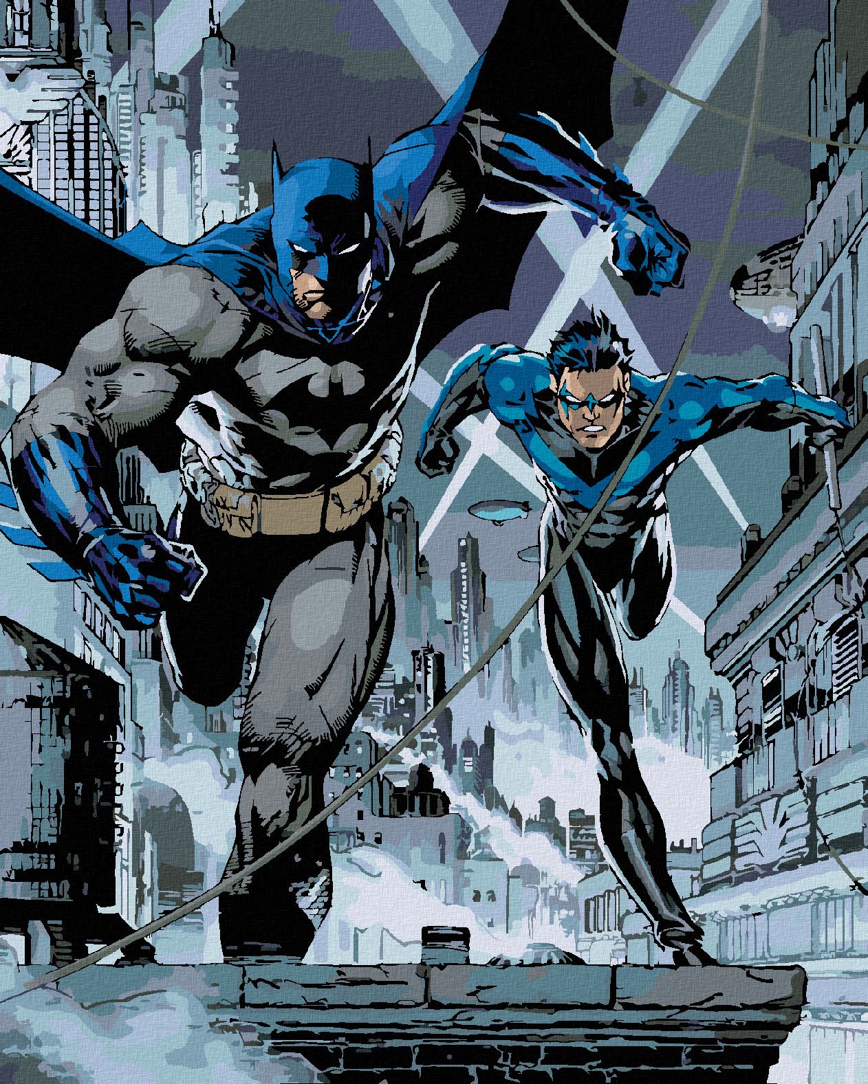 zuty Malování podle čísel - BATMAN A NIGHTWING - Rozměr: 40x50 cm, Rámování: Varianta: bez rámu a bez vypnutí plátna - obrázek 1