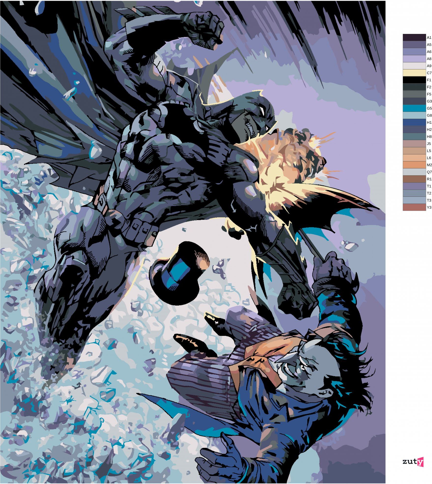 zuty Malování podle čísel - BATMAN VS. JOKER - Rozměr: 40x50 cm, Rámování: Varianta: bez rámu a bez vypnutí plátna - obrázek 9