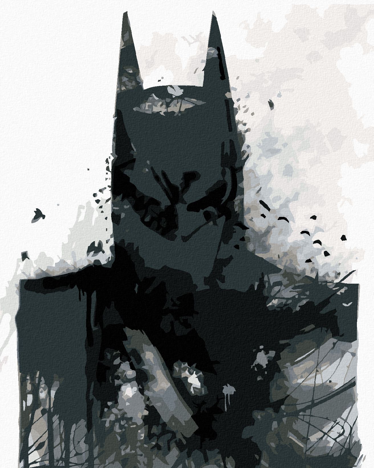zuty Malování podle čísel - TEMNÝ BATMAN V ČERNOBÍLÉ - Rozměr: 40x50 cm, Rámování: Varianta: bez rámu a bez vypnutí plátna - obrázek 1
