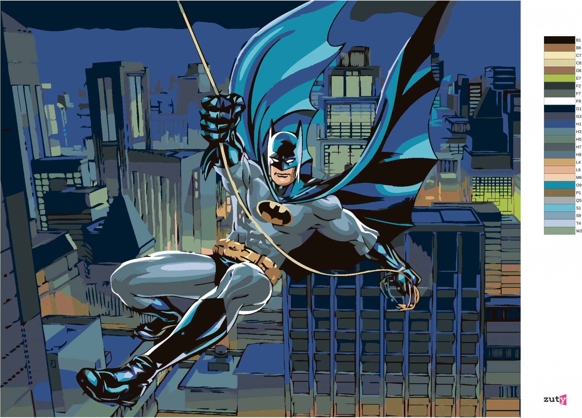 zuty Malování podle čísel - BATMAN OCHRÁNCE GOTHAMU - Rozměr: 40x50 cm, Rámování: Varianta: bez rámu a bez vypnutí plátna - obrázek 2