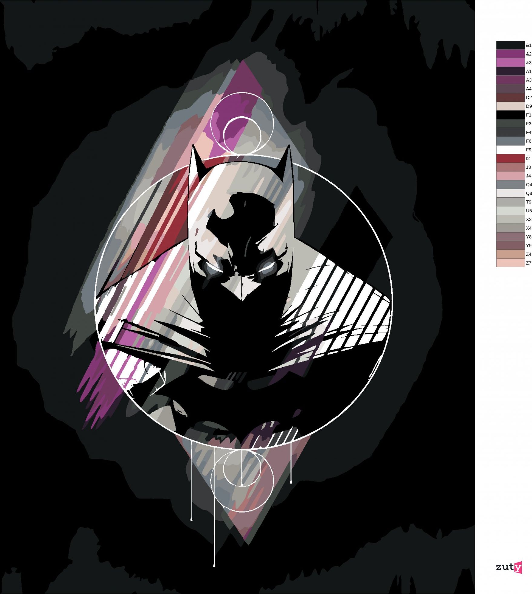 zuty Malování podle čísel - ABSTRAKTNÍ MALOVANÝ BATMAN - Rozměr: 40x50 cm, Rámování: Varianta: bez rámu a bez vypnutí plátna - obrázek 6