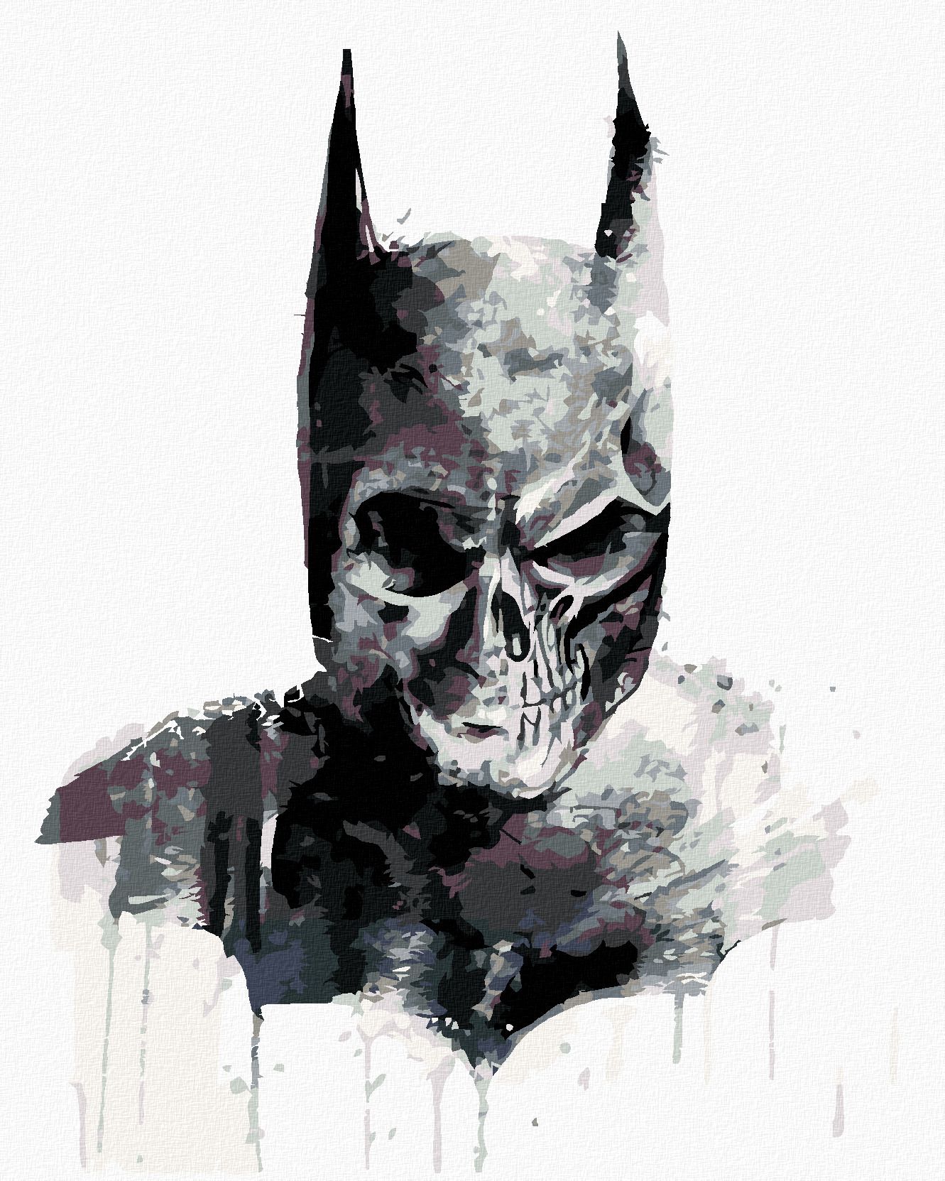 zuty Malování podle čísel - MALOVANÁ LEBKA BATMAN - Rozměr: 40x50 cm, Rámování: Varianta: bez rámu a bez vypnutí plátna - obrázek 1