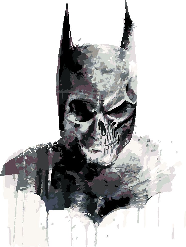 zuty Malování podle čísel - MALOVANÁ LEBKA BATMAN - Rozměr: 40x50 cm, Rámování: Varianta: bez rámu a bez vypnutí plátna - obrázek 4