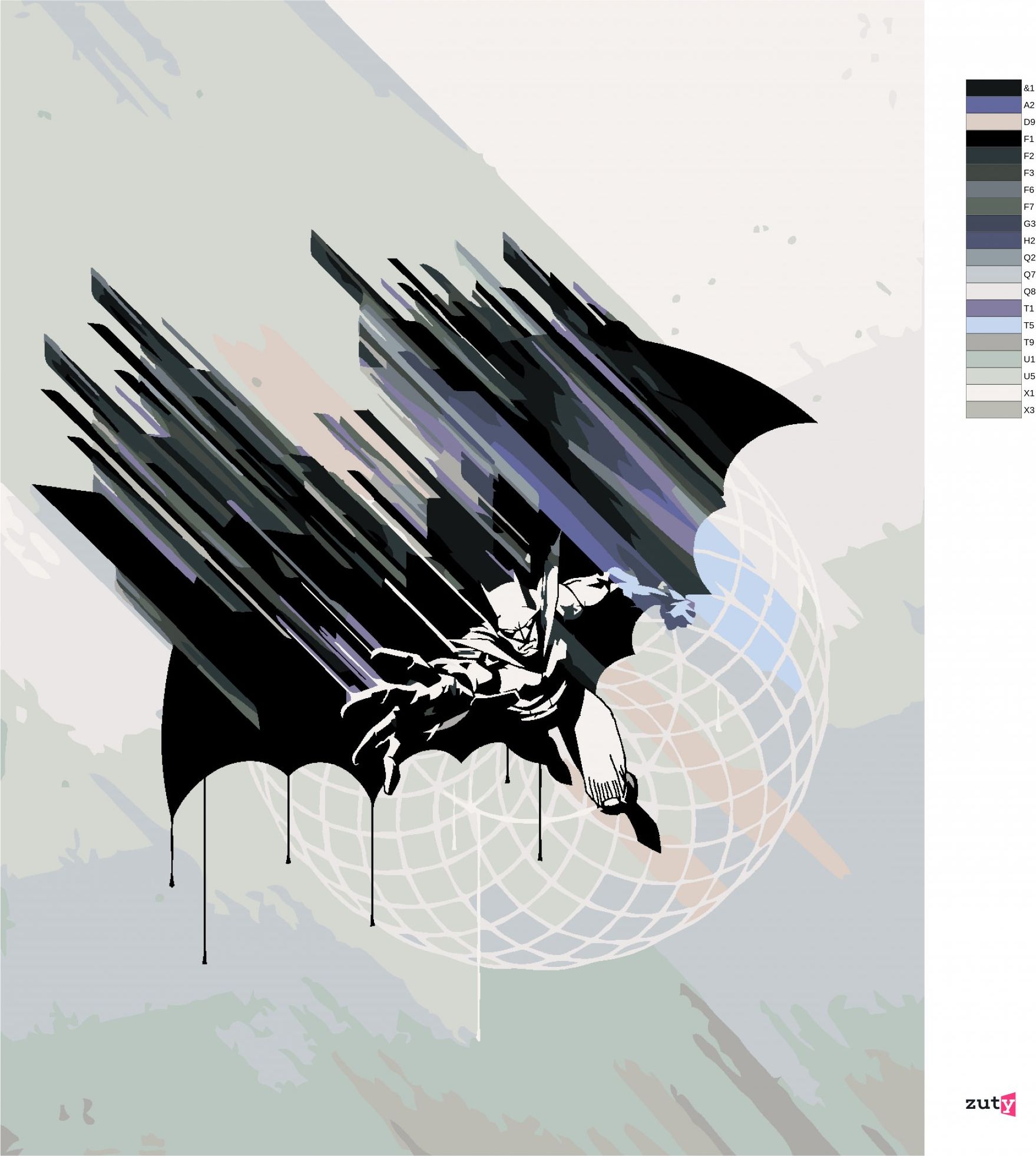 zuty Malování podle čísel - ABSTRAKTNÍ MALOVANÝ BATMAN II - Rozměr: 40x50 cm, Rámování: Varianta: vypnuté plátno na rám - obrázek 6