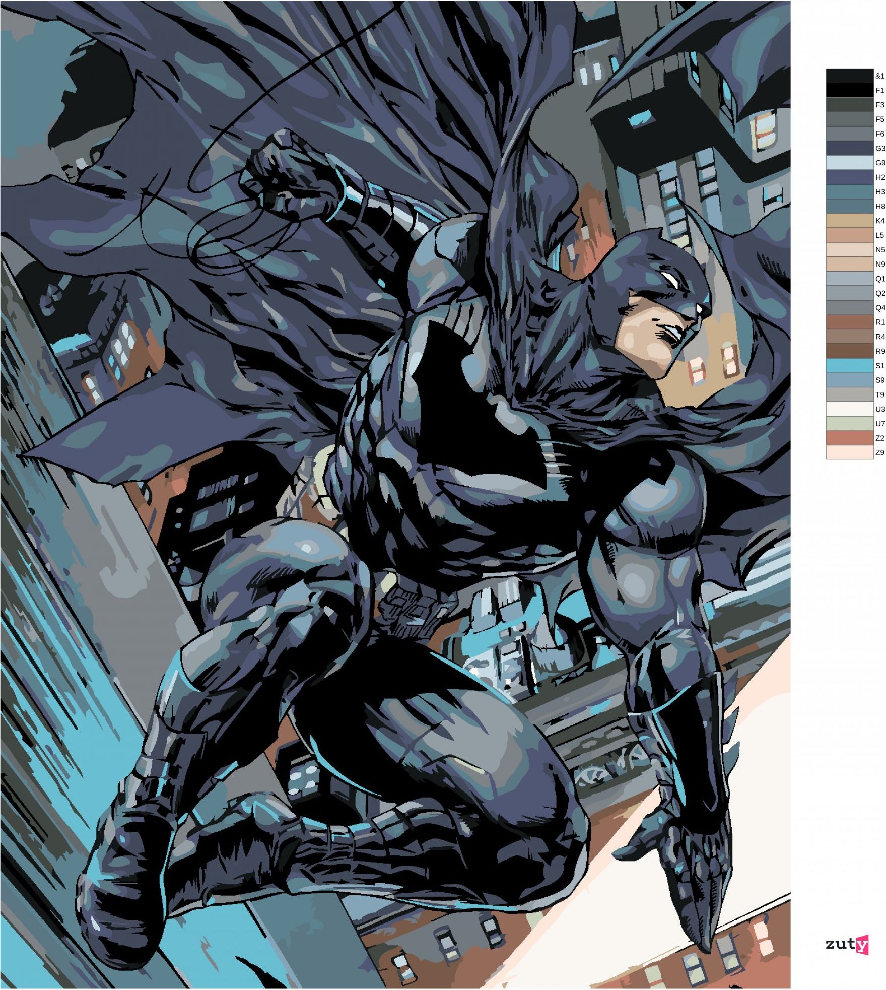 zuty Malování podle čísel - BATMAN A ROZEVLÁTÝ PLÁŠŤ - Rozměr: 40x50 cm, Rámování: Varianta: vypnuté plátno na rám - obrázek 4