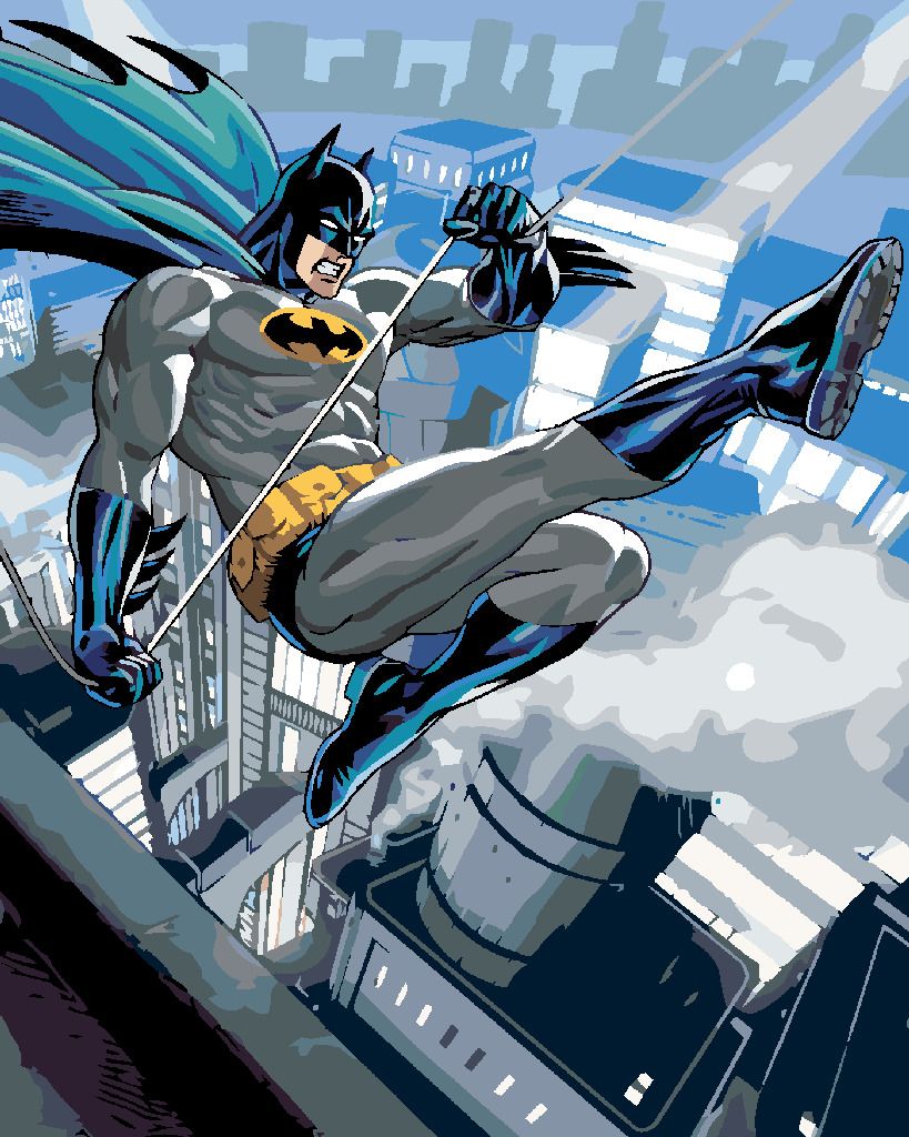 zuty Malování podle čísel - BATMAN NAD MĚSTEM - Rozměr: 40x50 cm, Rámování: Varianta: bez rámu a bez vypnutí plátna - obrázek 2