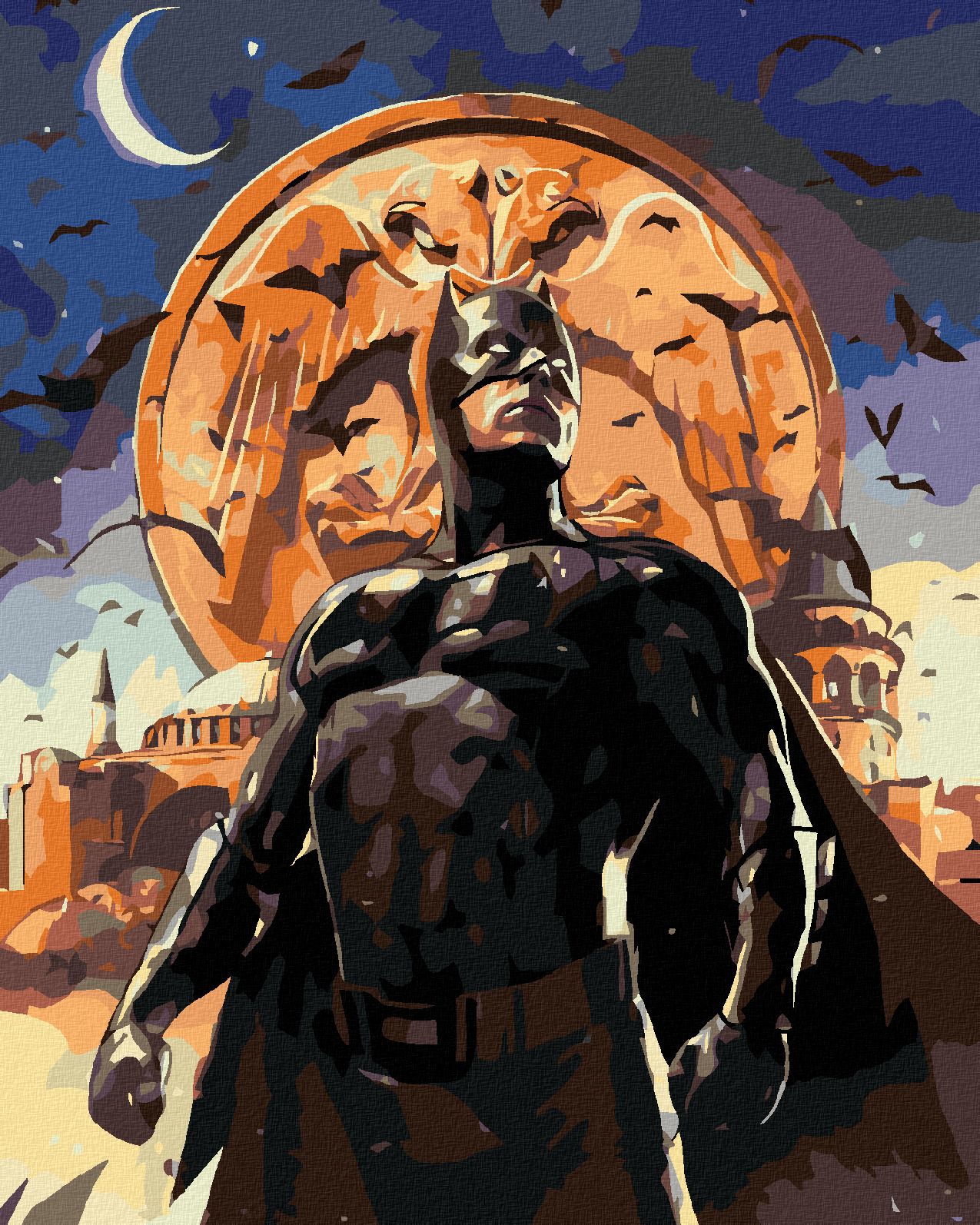 zuty Malování podle čísel - BATMAN V NOČNÍM MĚSTĚ - Rozměr: 40x50 cm, Rámování: Varianta: vypnuté plátno na rám - obrázek 1