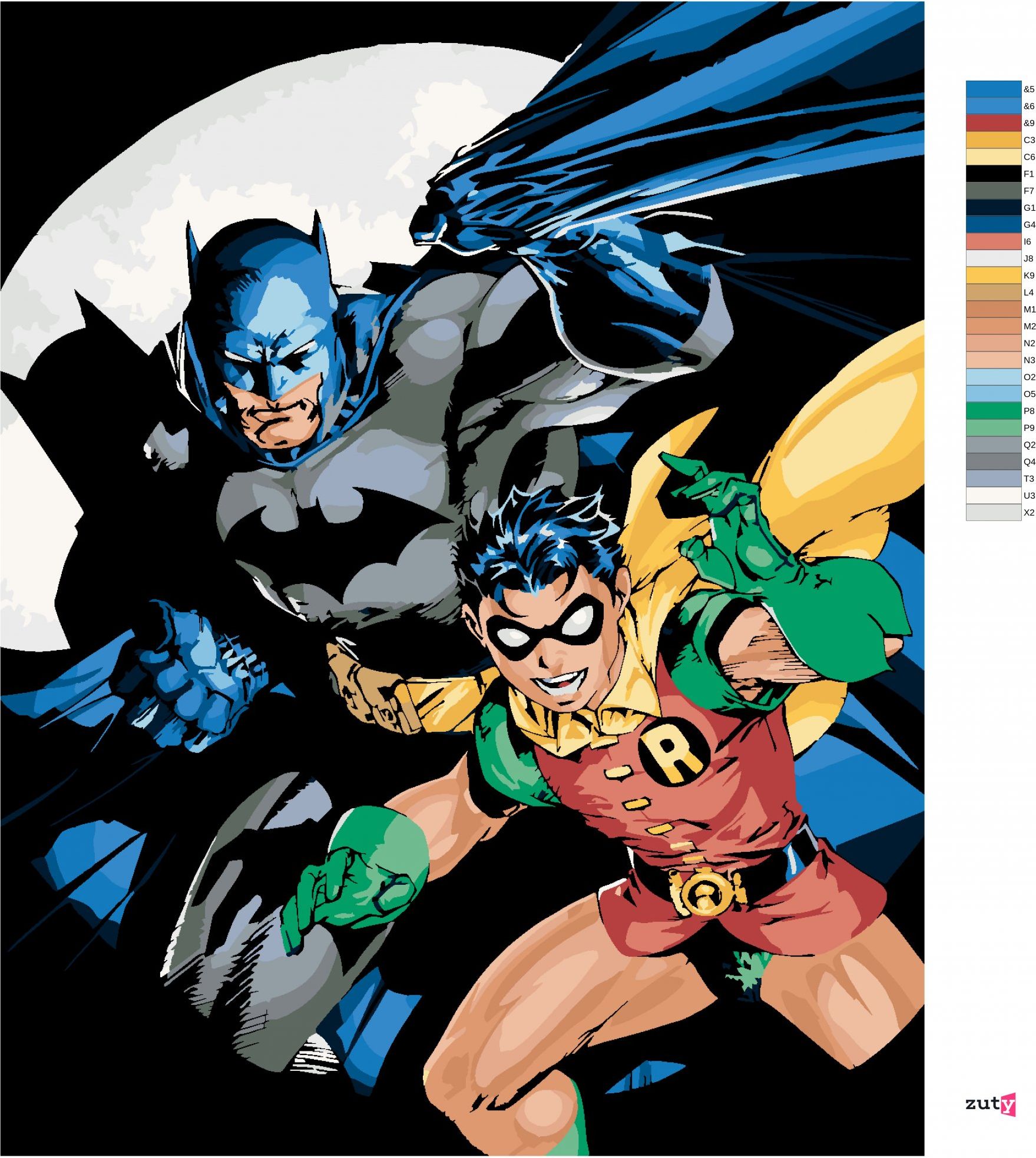 zuty Malování podle čísel - BATMAN A ROBIN - Rozměr: 40x50 cm, Rámování: Varianta: bez rámu a bez vypnutí plátna - obrázek 7