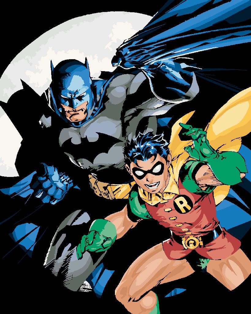 zuty Malování podle čísel - BATMAN A ROBIN - Rozměr: 40x50 cm, Rámování: Varianta: vypnuté plátno na rám - obrázek 4
