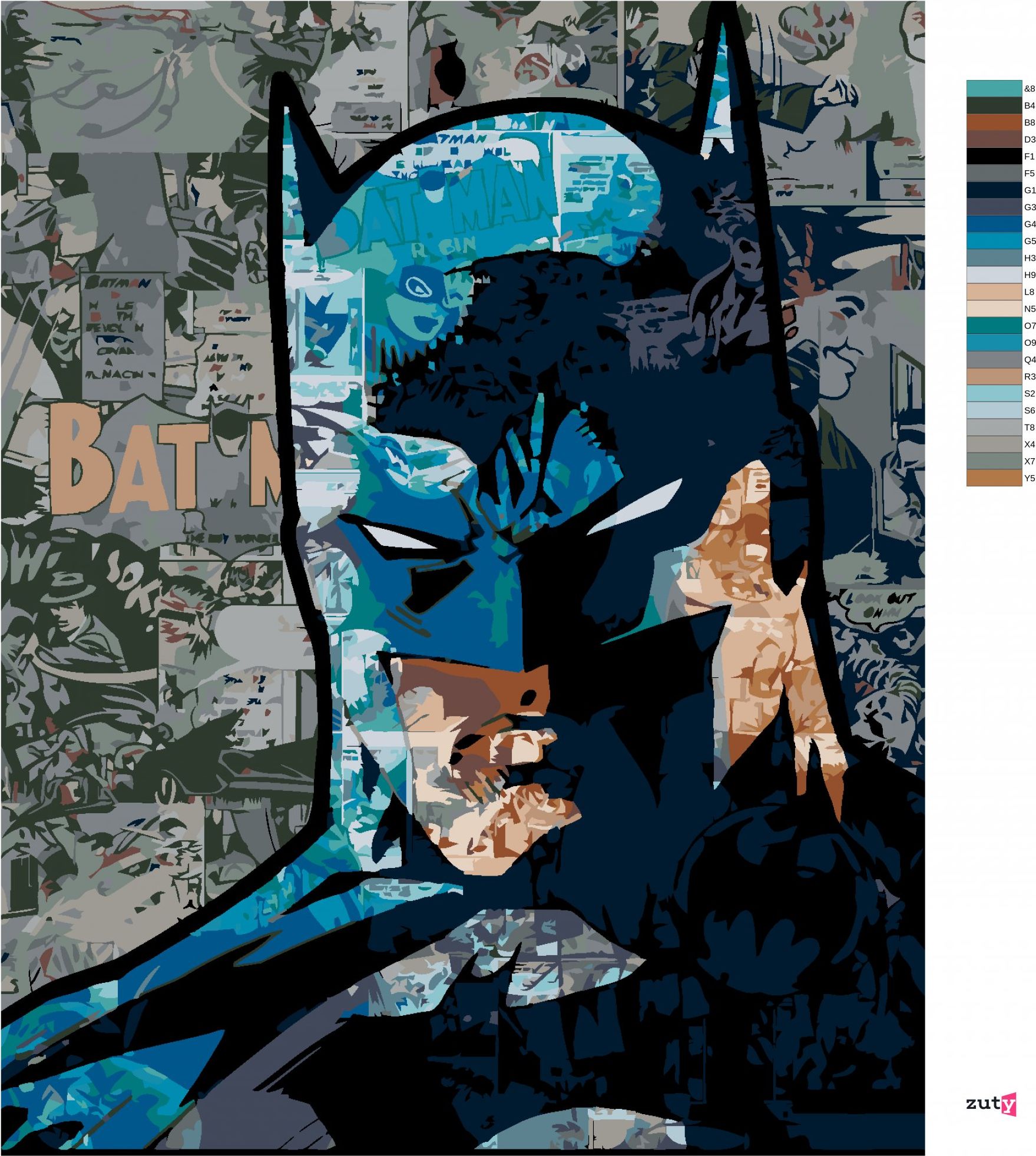 zuty Malování podle čísel - BATMAN A KOMIKSY - Rozměr: 40x50 cm, Rámování: Varianta: bez rámu a bez vypnutí plátna - obrázek 2