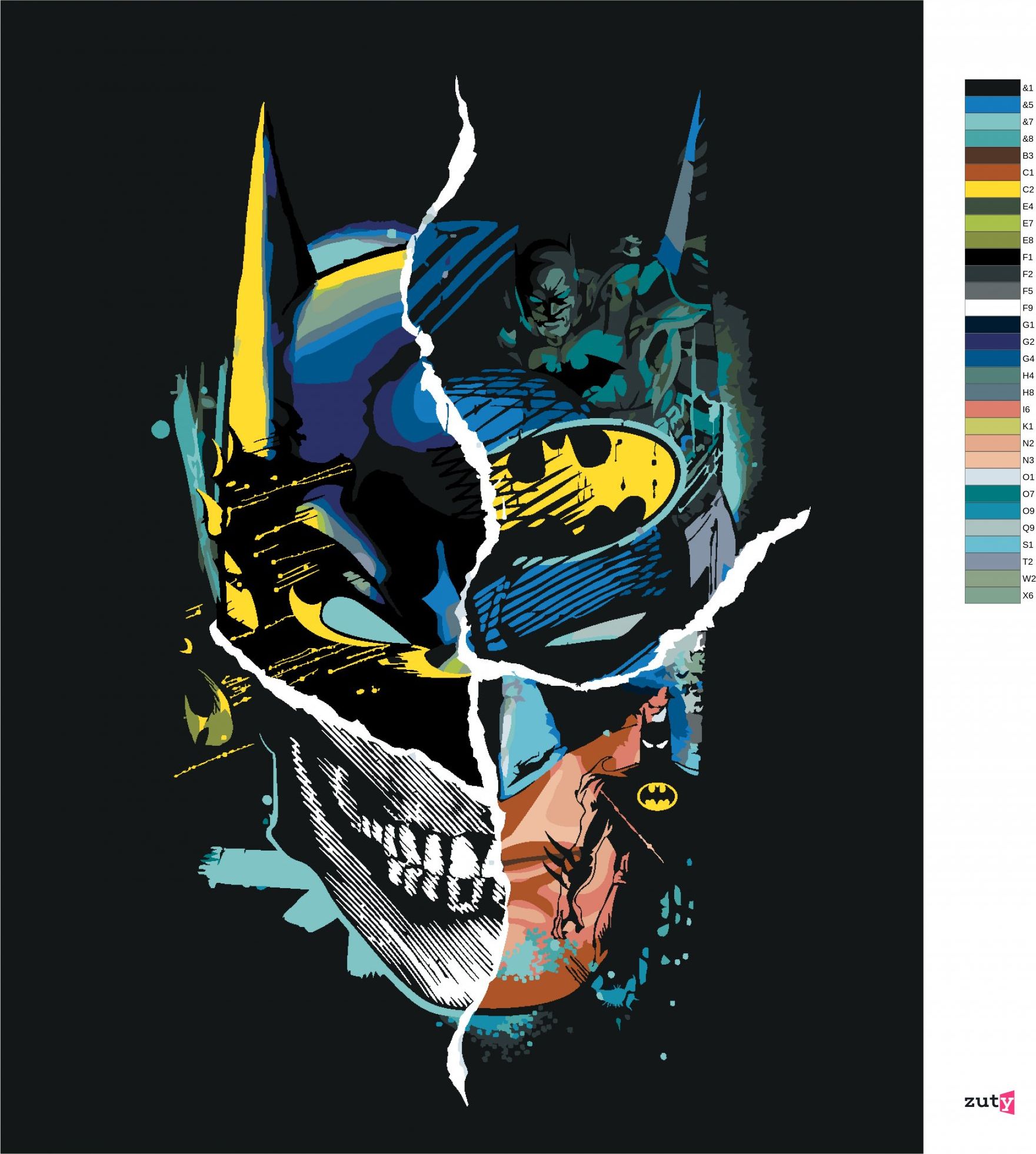 zuty Malování podle čísel - BATMAN A LEBKA - Rozměr: 40x50 cm, Rámování: Varianta: vypnuté plátno na rám - obrázek 8
