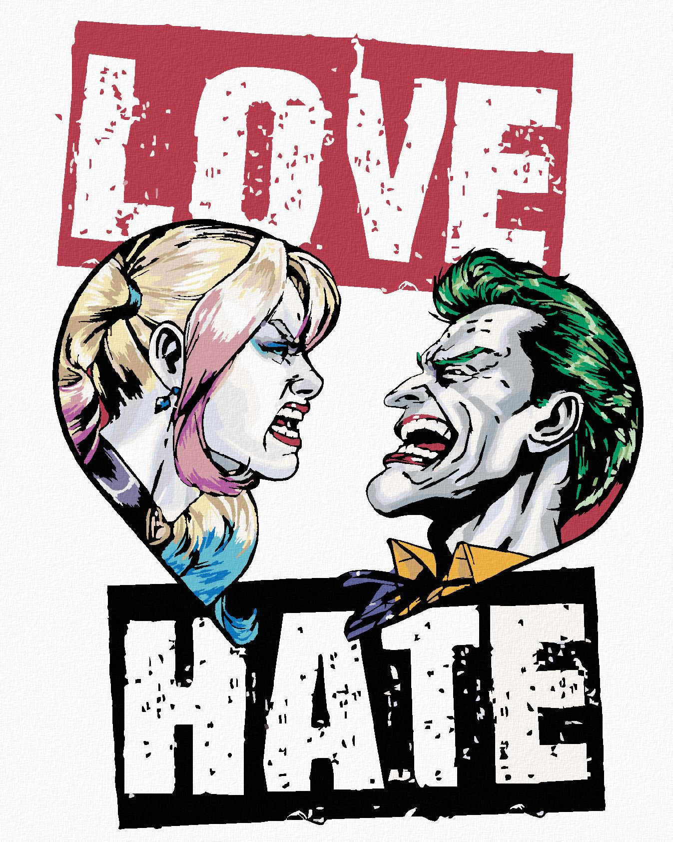 zuty Malování podle čísel - HARLEY QUINN A JOKER (BATMAN) - Rozměr: 40x50 cm, Rámování: Varianta: vypnuté plátno na rám - obrázek 1