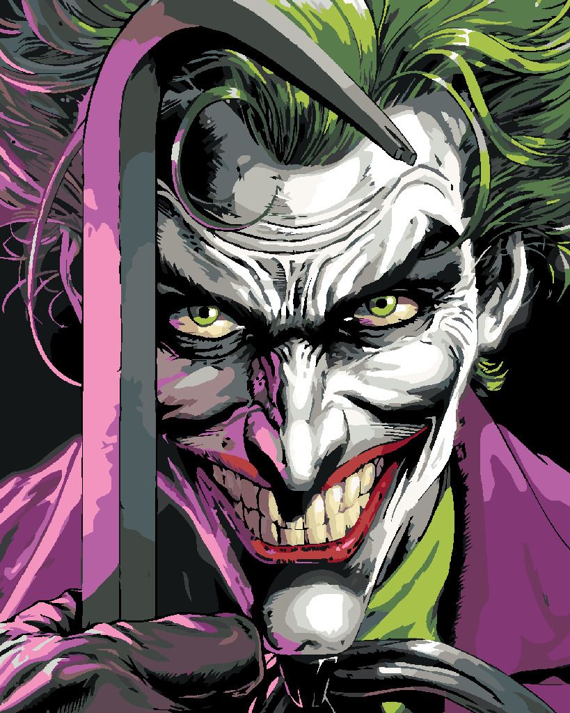 zuty Malování podle čísel - JOKER S PÁČIDLEM (BATMAN) - Rozměr: 40x50 cm, Rámování: Varianta: vypnuté plátno na rám - obrázek 3