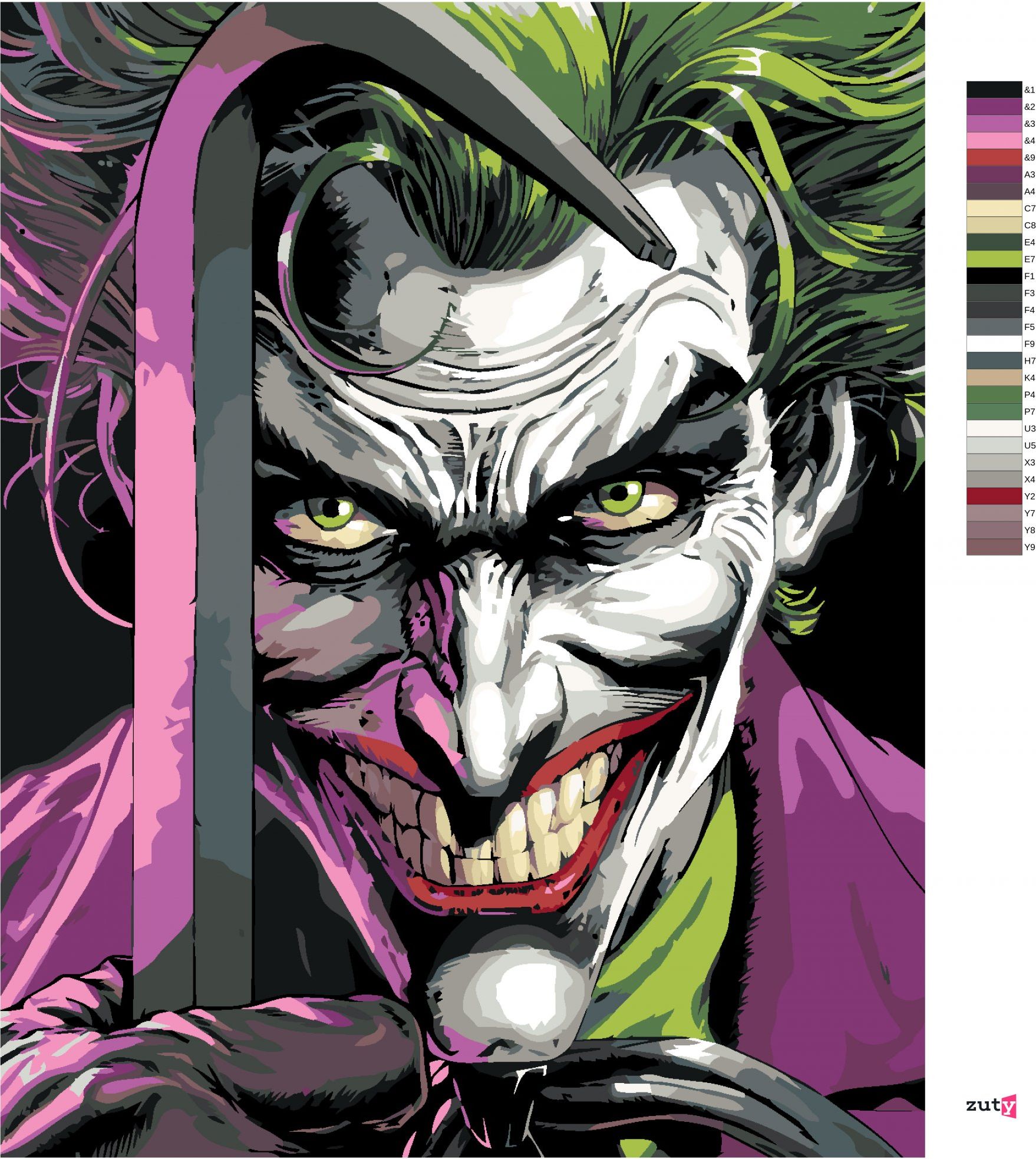 zuty Malování podle čísel - JOKER S PÁČIDLEM (BATMAN) - Rozměr: 40x50 cm, Rámování: Varianta: vypnuté plátno na rám - obrázek 7