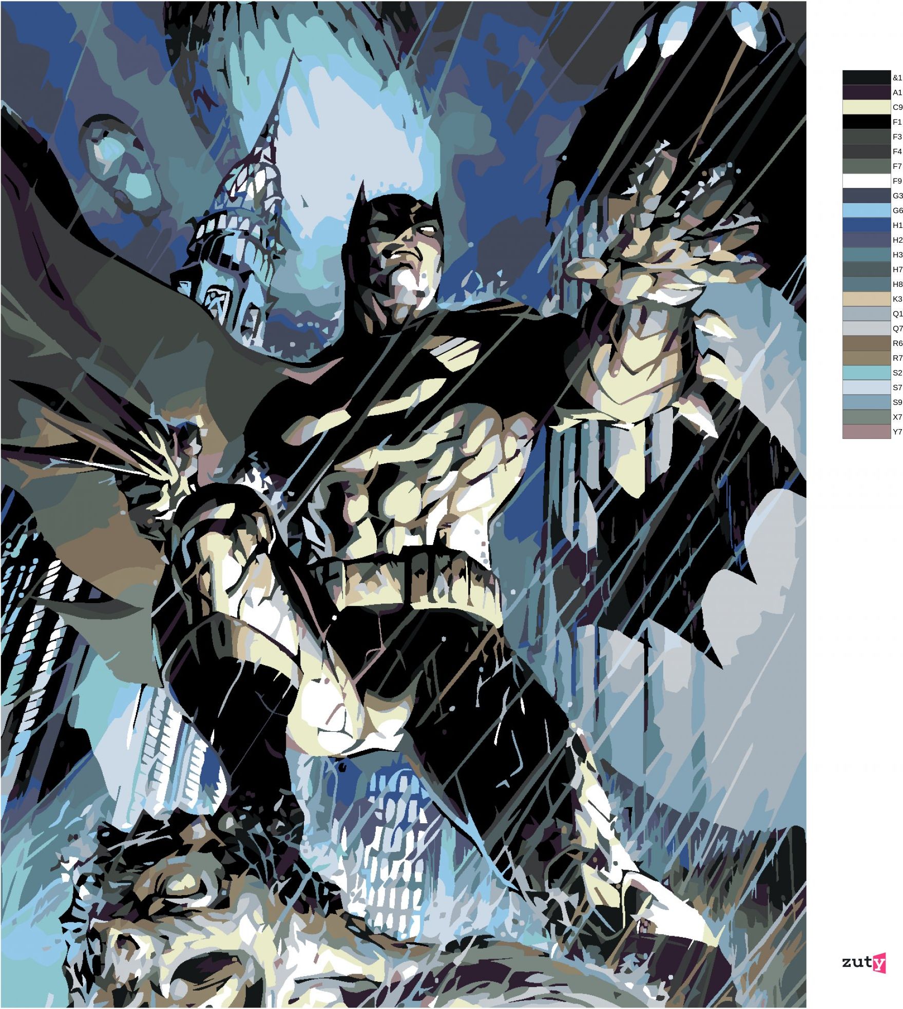 zuty Malování podle čísel - BATMAN V DEŠTI - Rozměr: 40x50 cm, Rámování: Varianta: bez rámu a bez vypnutí plátna - obrázek 9