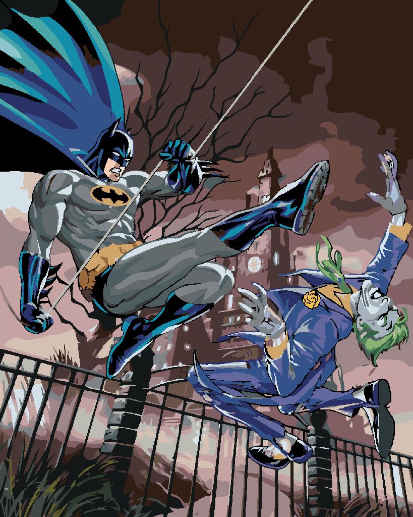 zuty Malování podle čísel - BATMAN A JOKER V BOJI - Rozměr: 40x50 cm, Rámování: Varianta: bez rámu a bez vypnutí plátna - obrázek 8