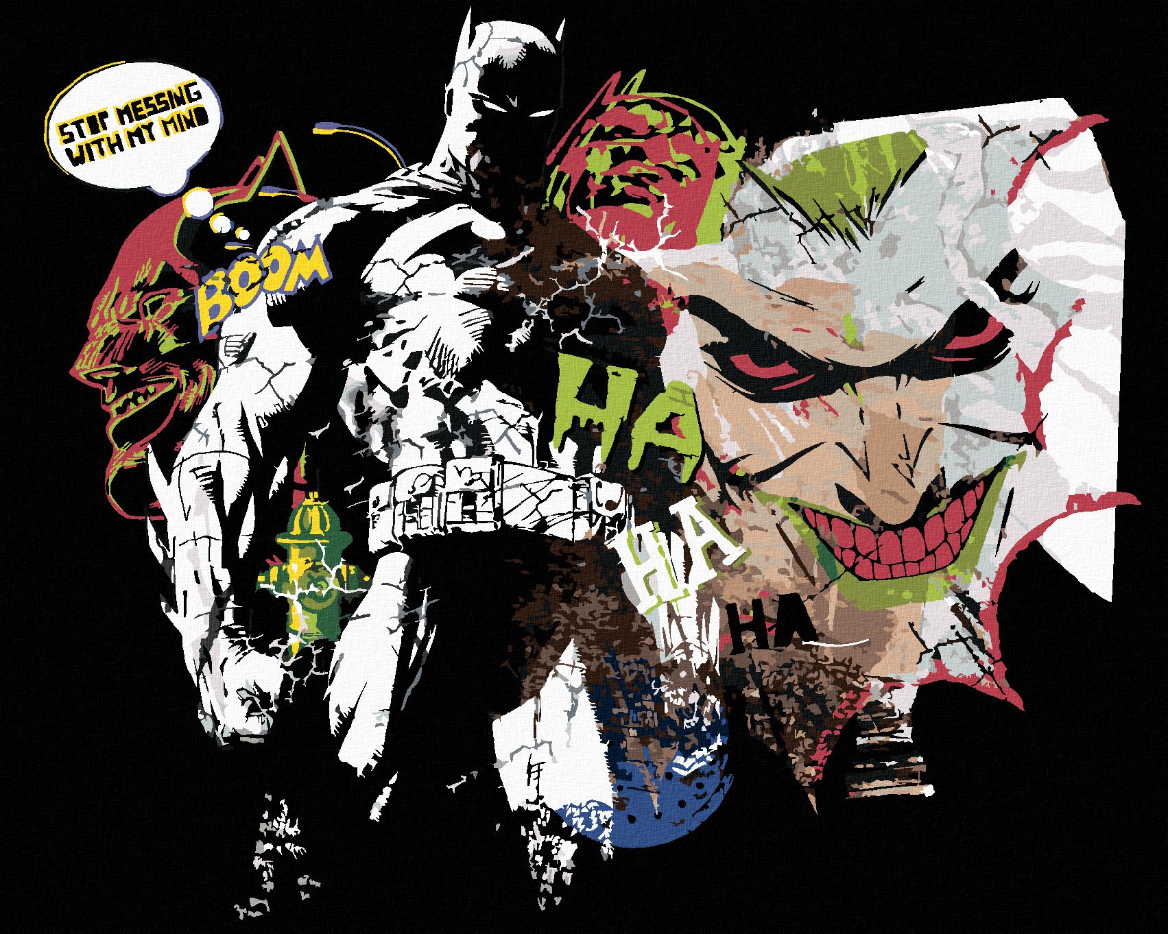 zuty Malování podle čísel - BATMAN A JOKER KOMIKS - Rozměr: 40x50 cm, Rámování: Varianta: vypnuté plátno na rám - obrázek 1