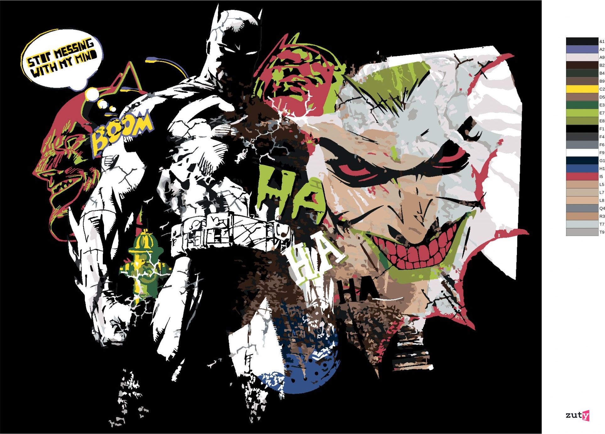 zuty Malování podle čísel - BATMAN A JOKER KOMIKS - Rozměr: 40x50 cm, Rámování: Varianta: vypnuté plátno na rám - obrázek 3