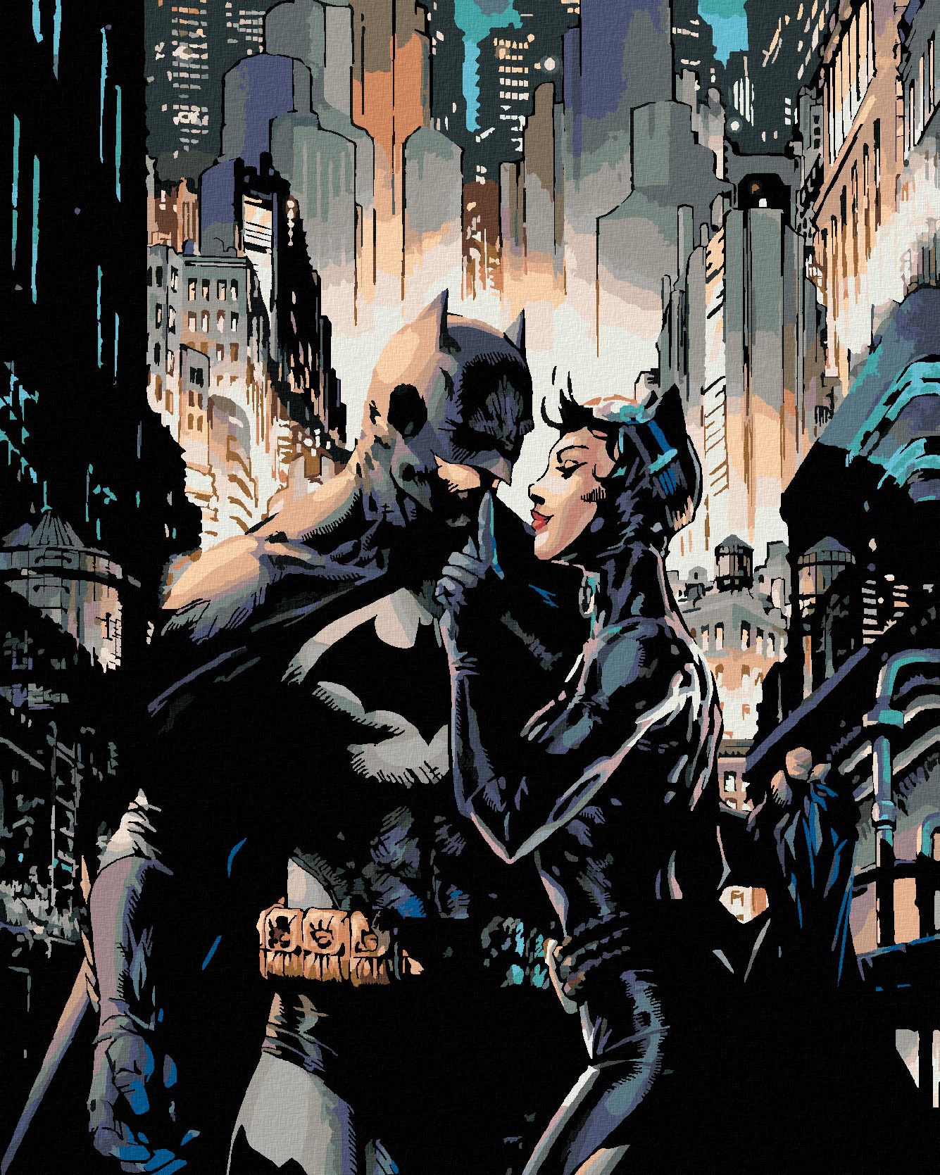 zuty Malování podle čísel - BATMAN A CATWOMAN - Rozměr: 40x50 cm, Rámování: Varianta: bez rámu a bez vypnutí plátna - obrázek 1