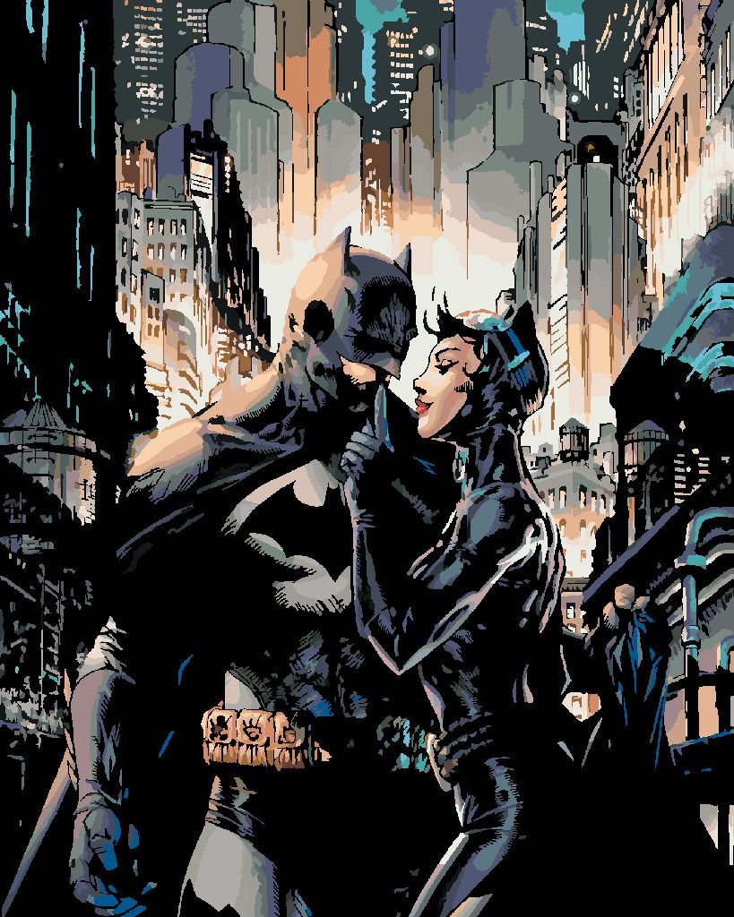zuty Malování podle čísel - BATMAN A CATWOMAN - Rozměr: 40x50 cm, Rámování: Varianta: bez rámu a bez vypnutí plátna - obrázek 2