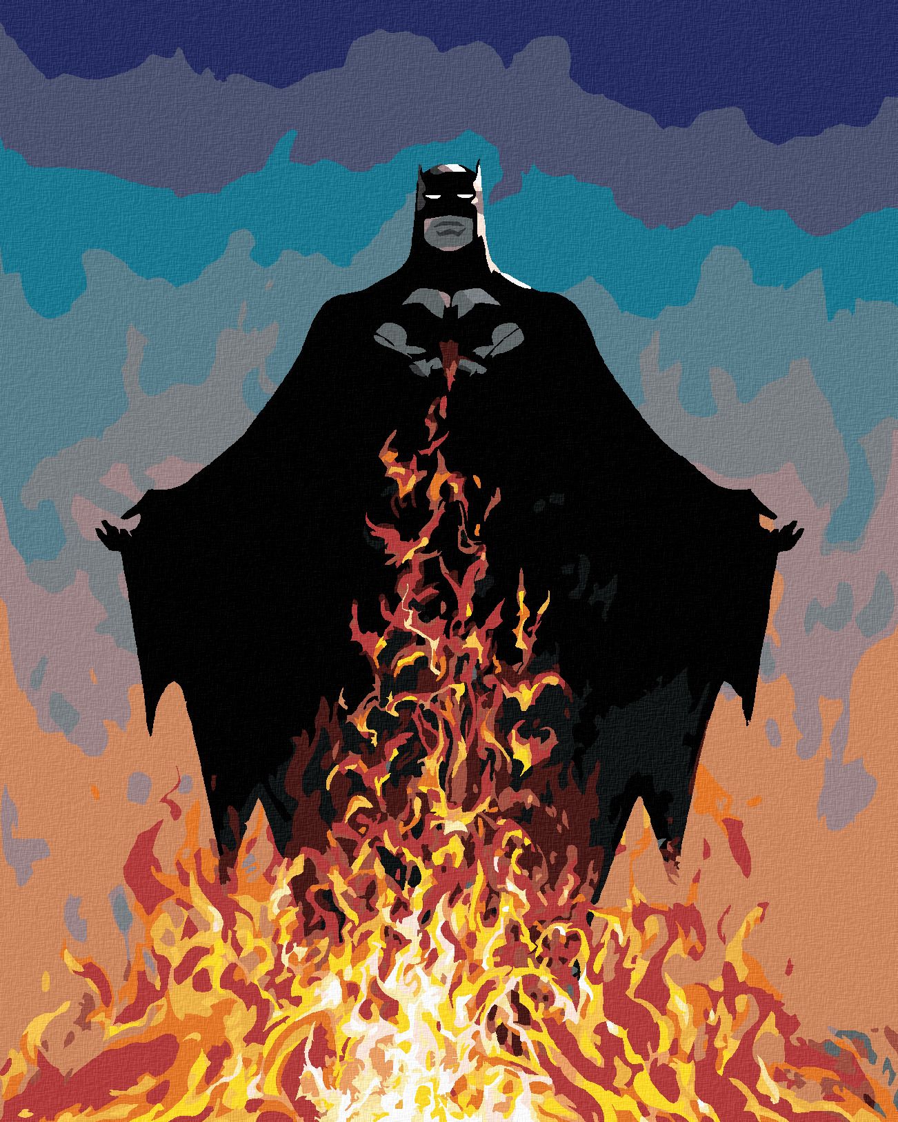 zuty Malování podle čísel - BATMAN A PLAMENY - Rozměr: 40x50 cm, Rámování: Varianta: vypnuté plátno na rám - obrázek 1