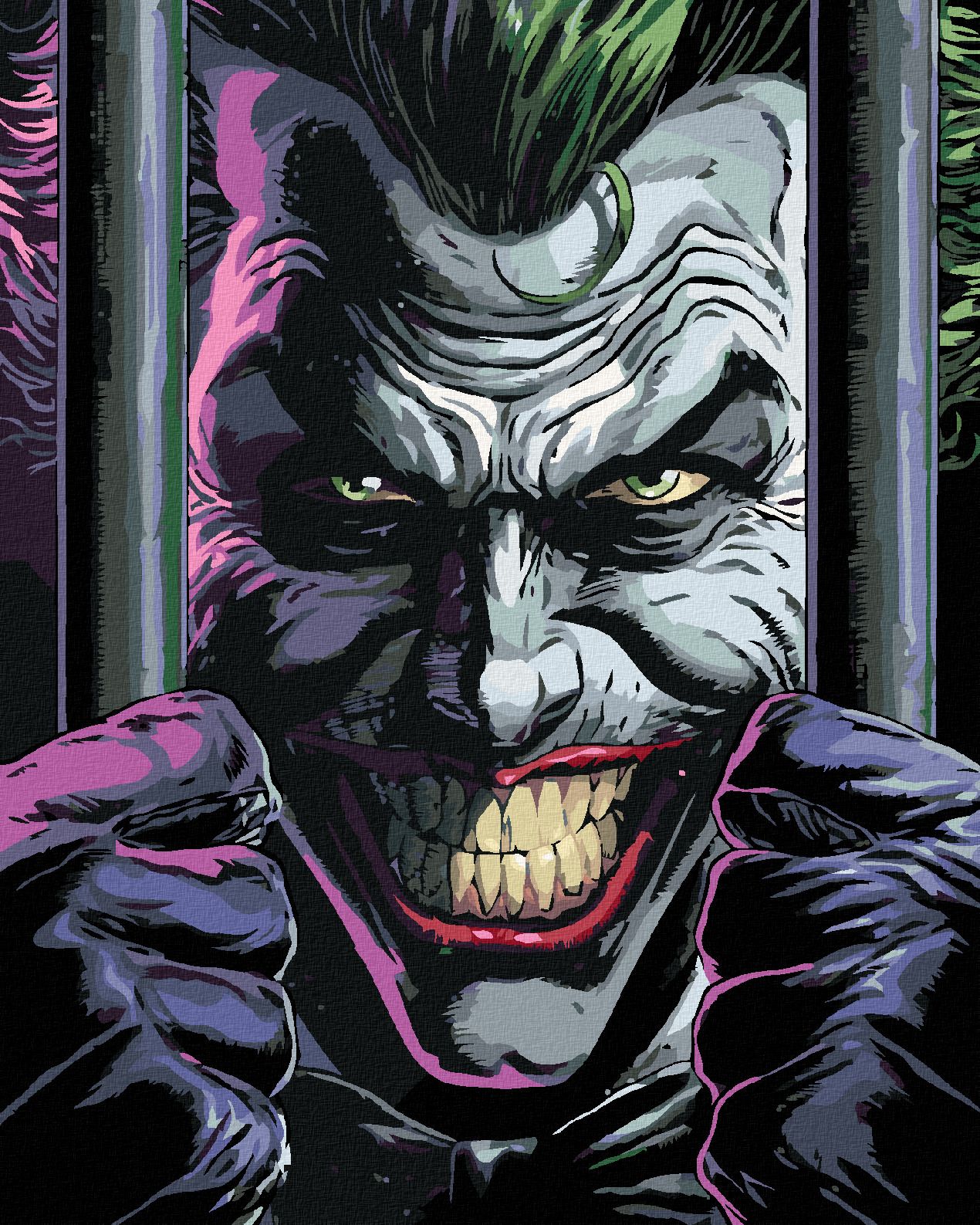 zuty Malování podle čísel - JOKER ZA MŘÍŽEMI (BATMAN) - Rozměr: 40x50 cm, Rámování: Varianta: vypnuté plátno na rám - obrázek 1